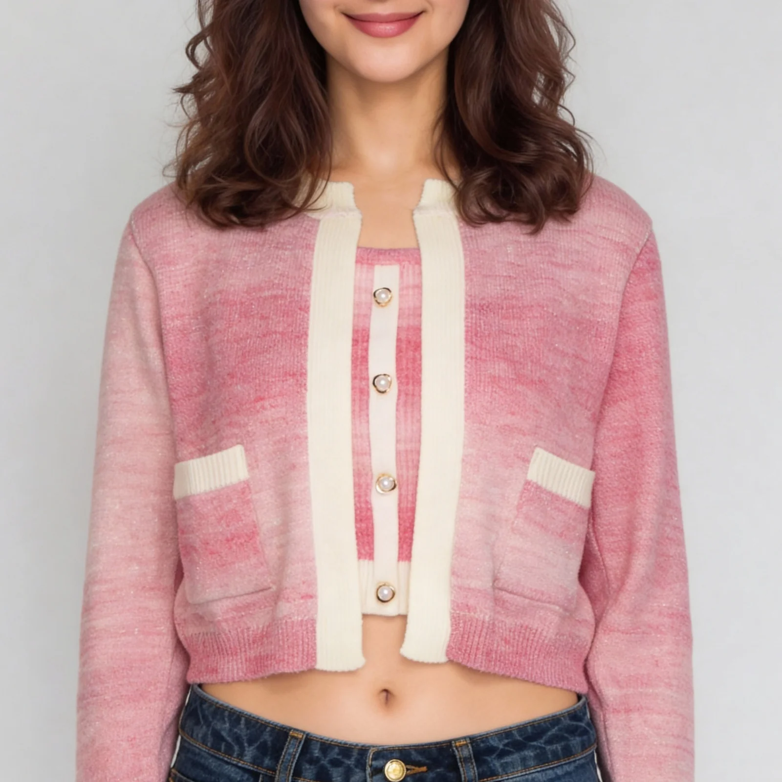 Knitted Ombre Full Sleeve Flat Knit Top - Image 4