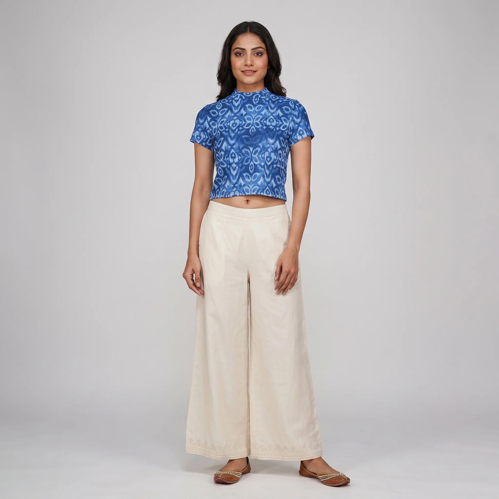 Knitted Printed Crop Top