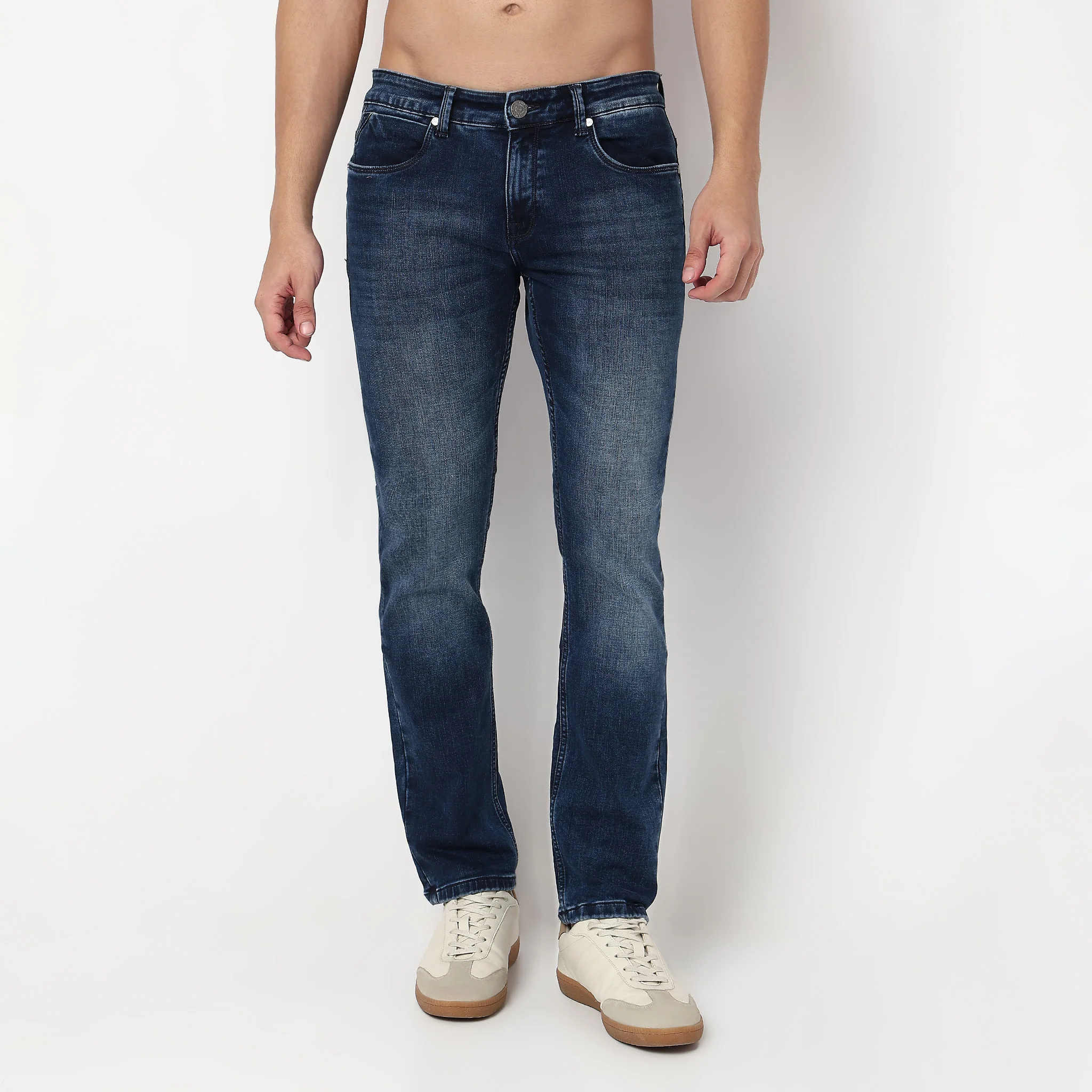 Slub Fabric Stone Wash Jeans - Image 2