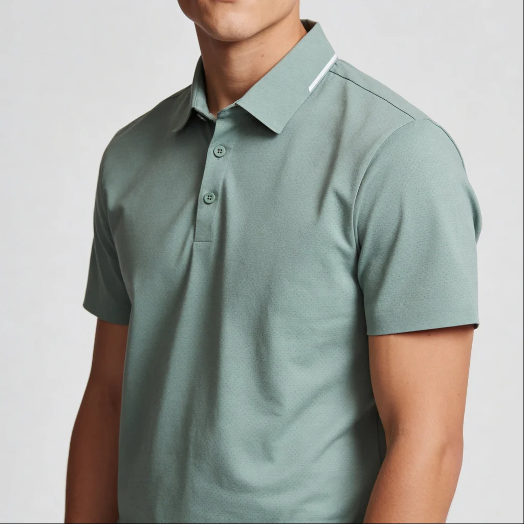 Knitted Solid Air Polo T-Shirt - Image 13