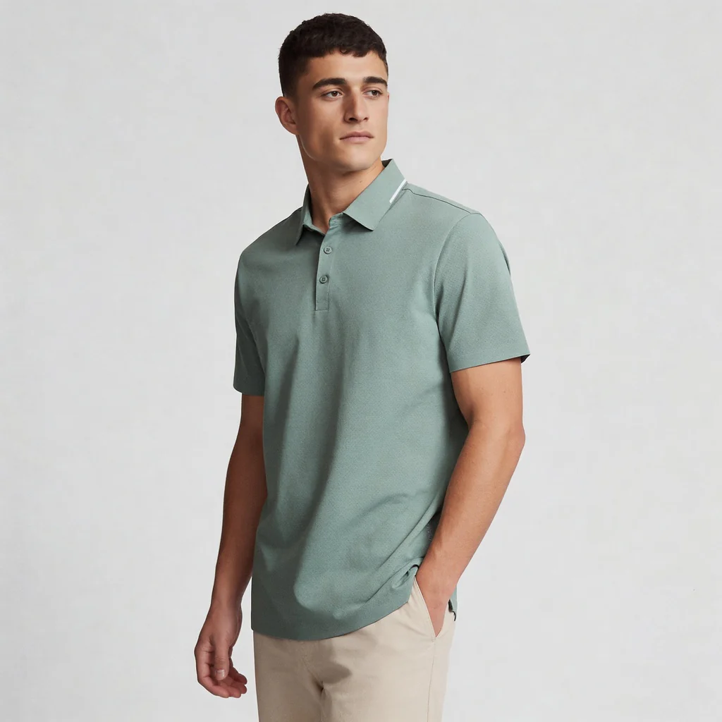 Knitted Solid Air Polo T-Shirt - Image 14