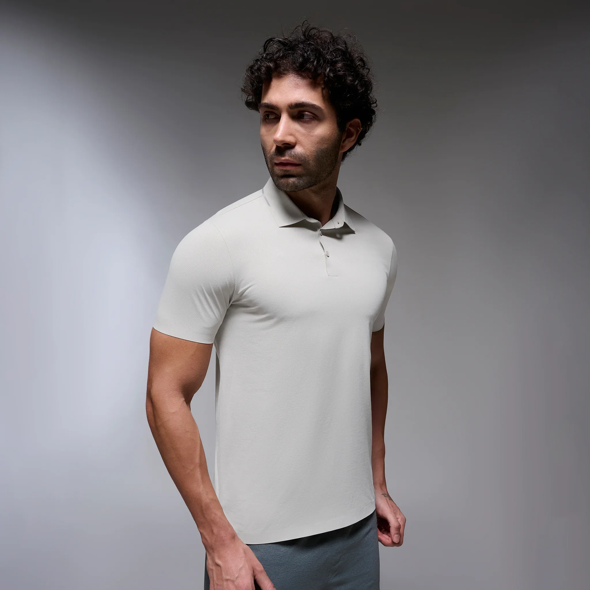 Knitted Solid Air Polo T-Shirt - Image 2