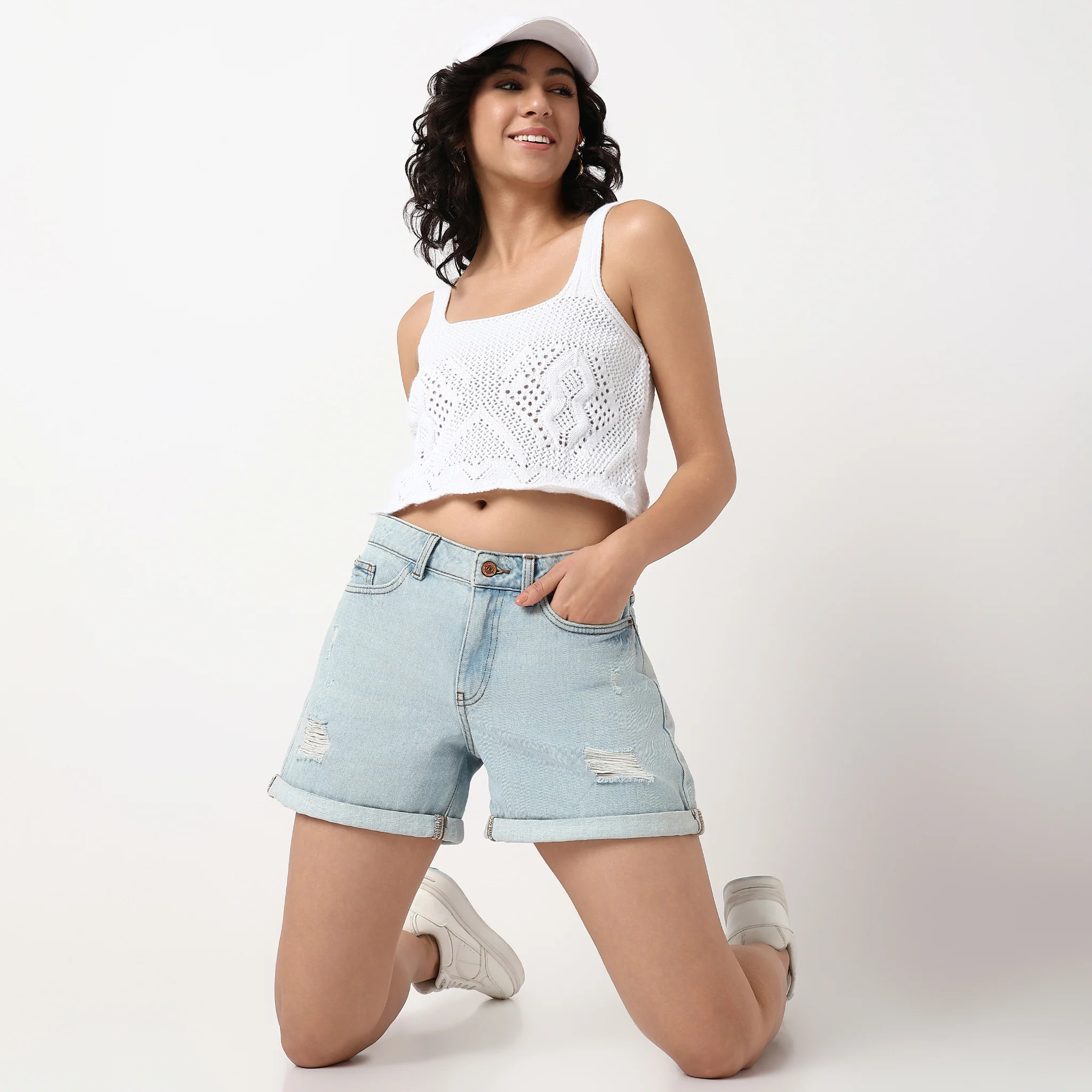 Cropped Scoop Neck T-Shirt