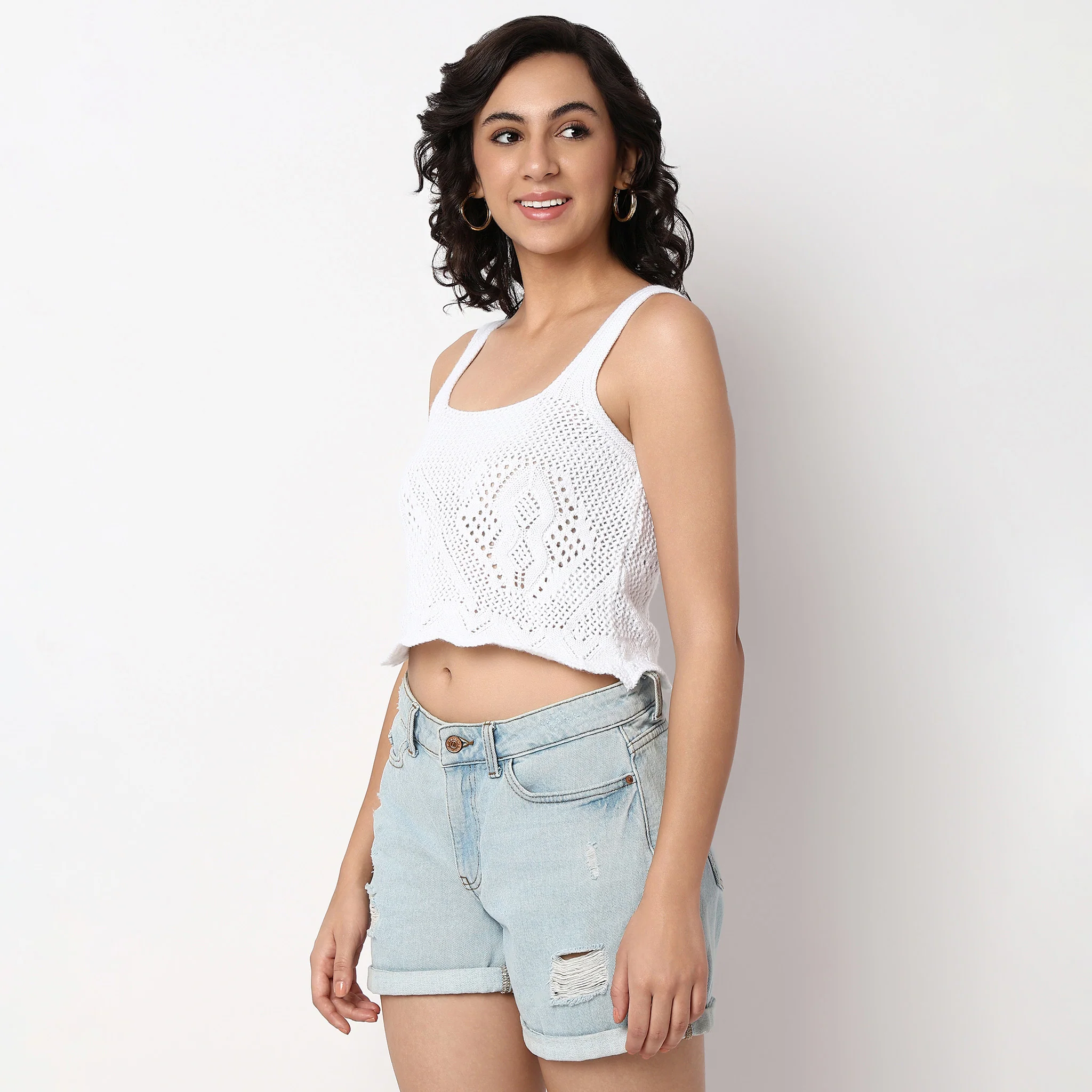 Cropped Scoop Neck T-Shirt - Image 5