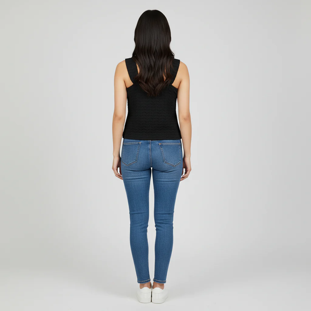 Knitted Solid Slim Fit Top - Image 3