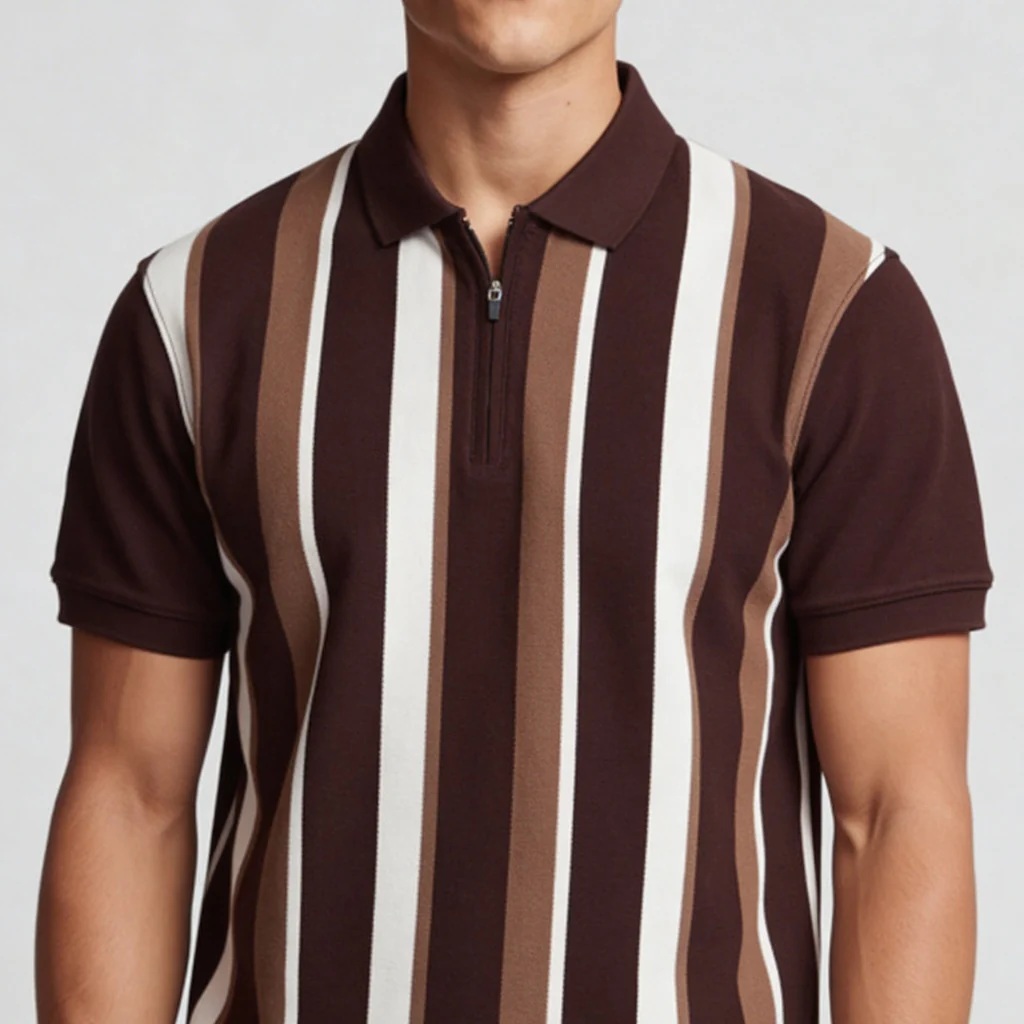 Knitted Striped University Polo T-Shirt - Image 4
