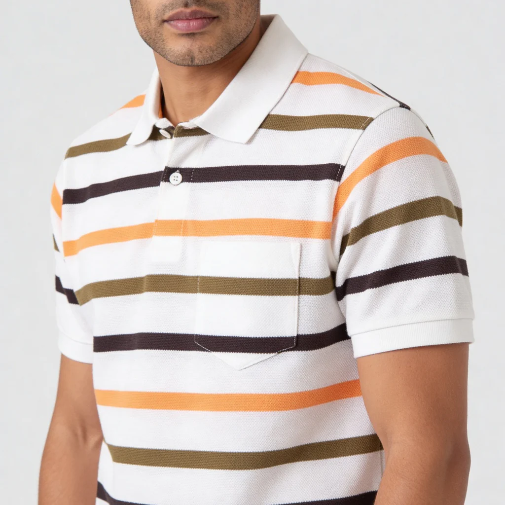 Knitted Striped Weekend Polo T-Shirt - Image 4