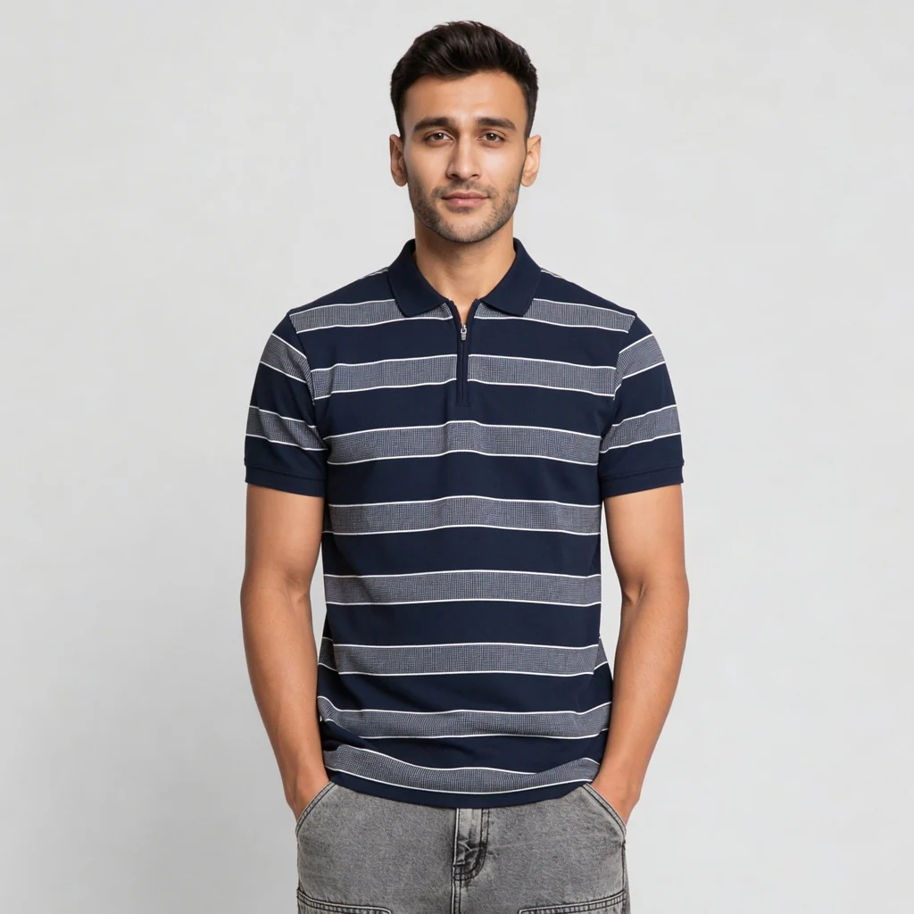 Knitted Striped Weekend Polo T-Shirt - Image 2