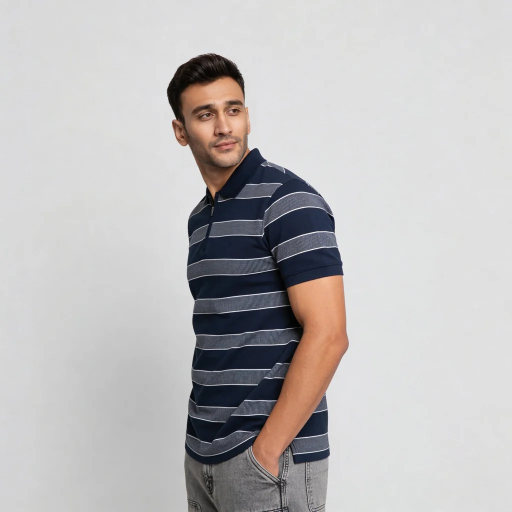 Knitted Striped Weekend Polo T-Shirt - Image 5