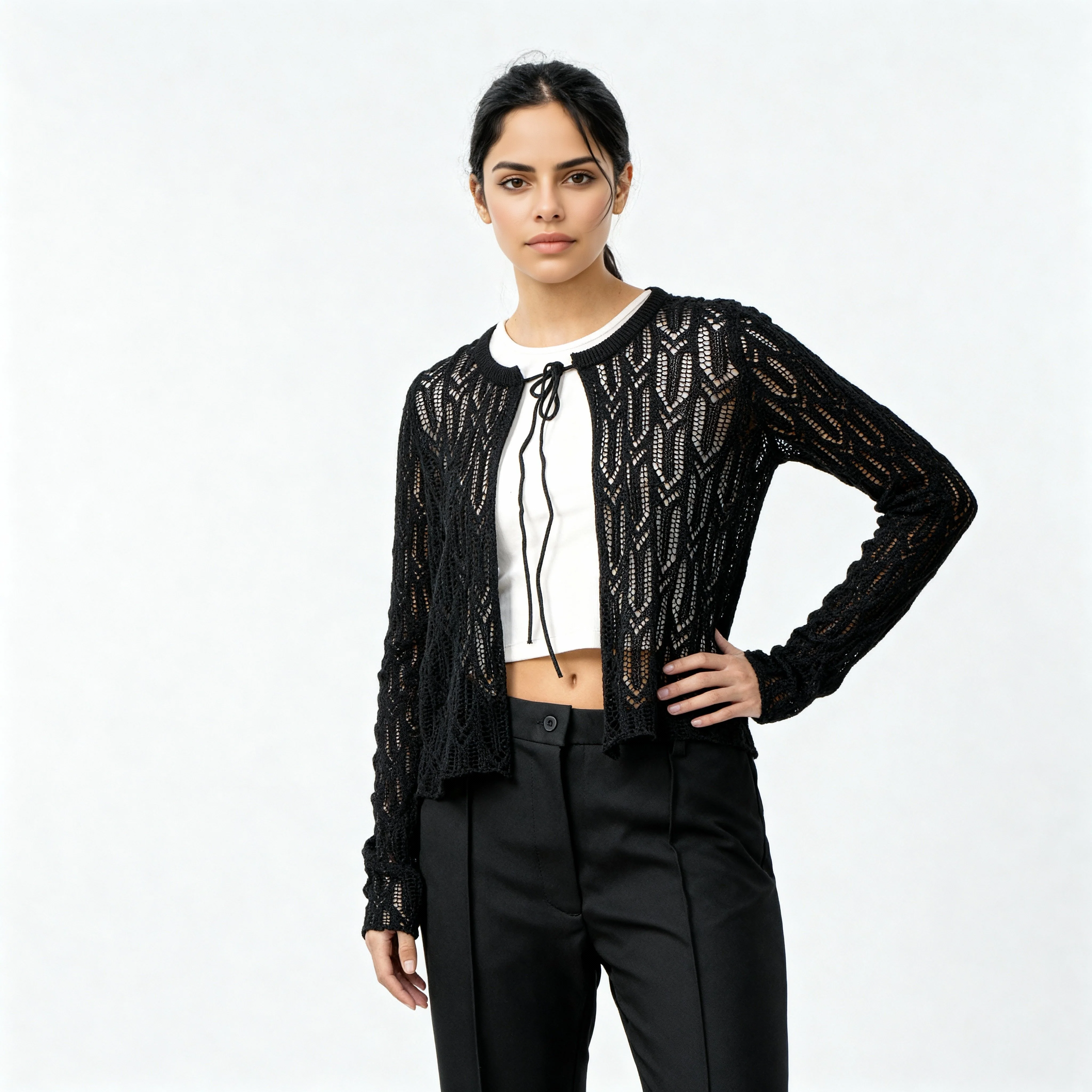 Lace Cotton Flat Knit Top - Image 2