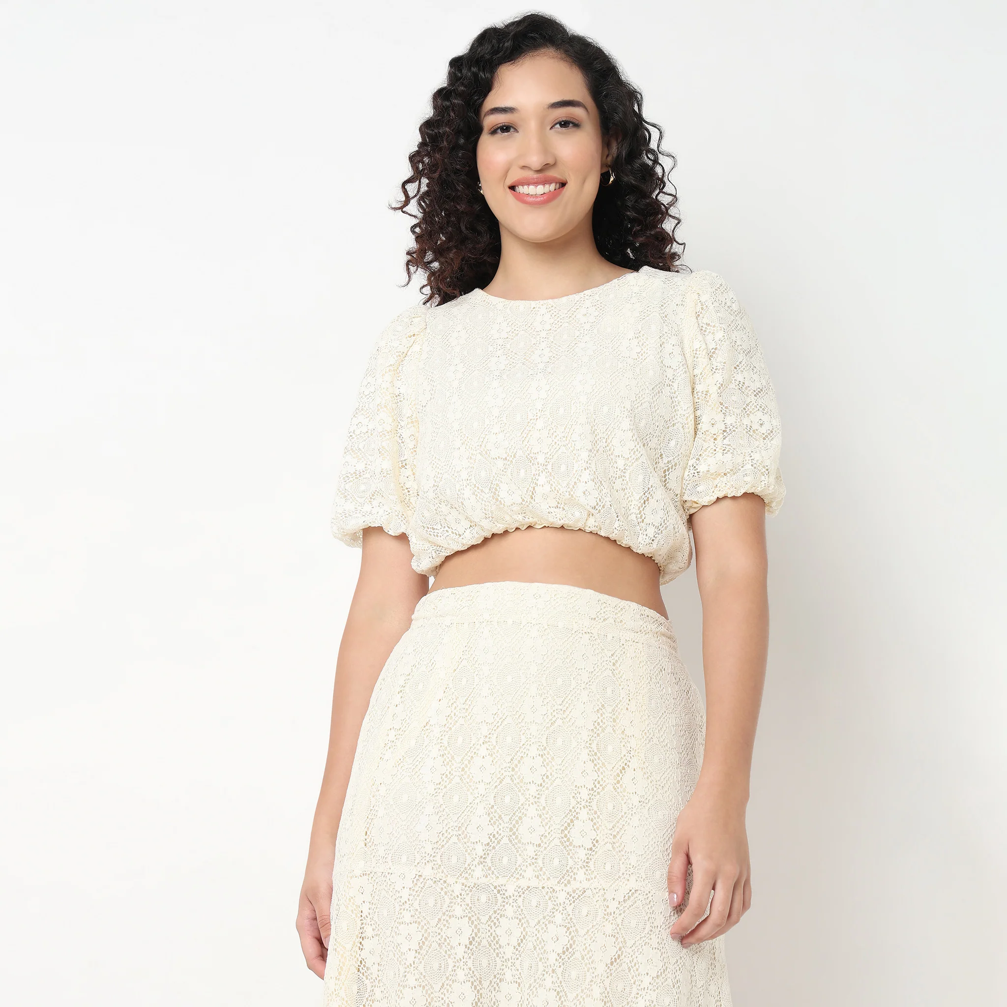 Lace Puff Sleeve Top - Image 2