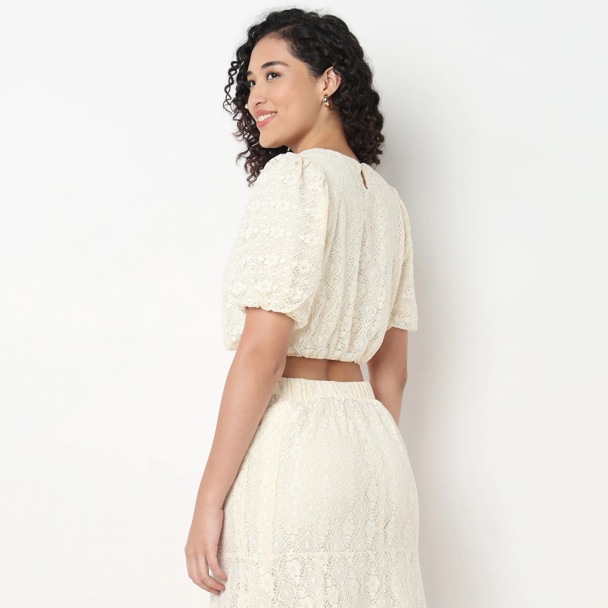 Lace Puff Sleeve Top - Image 3