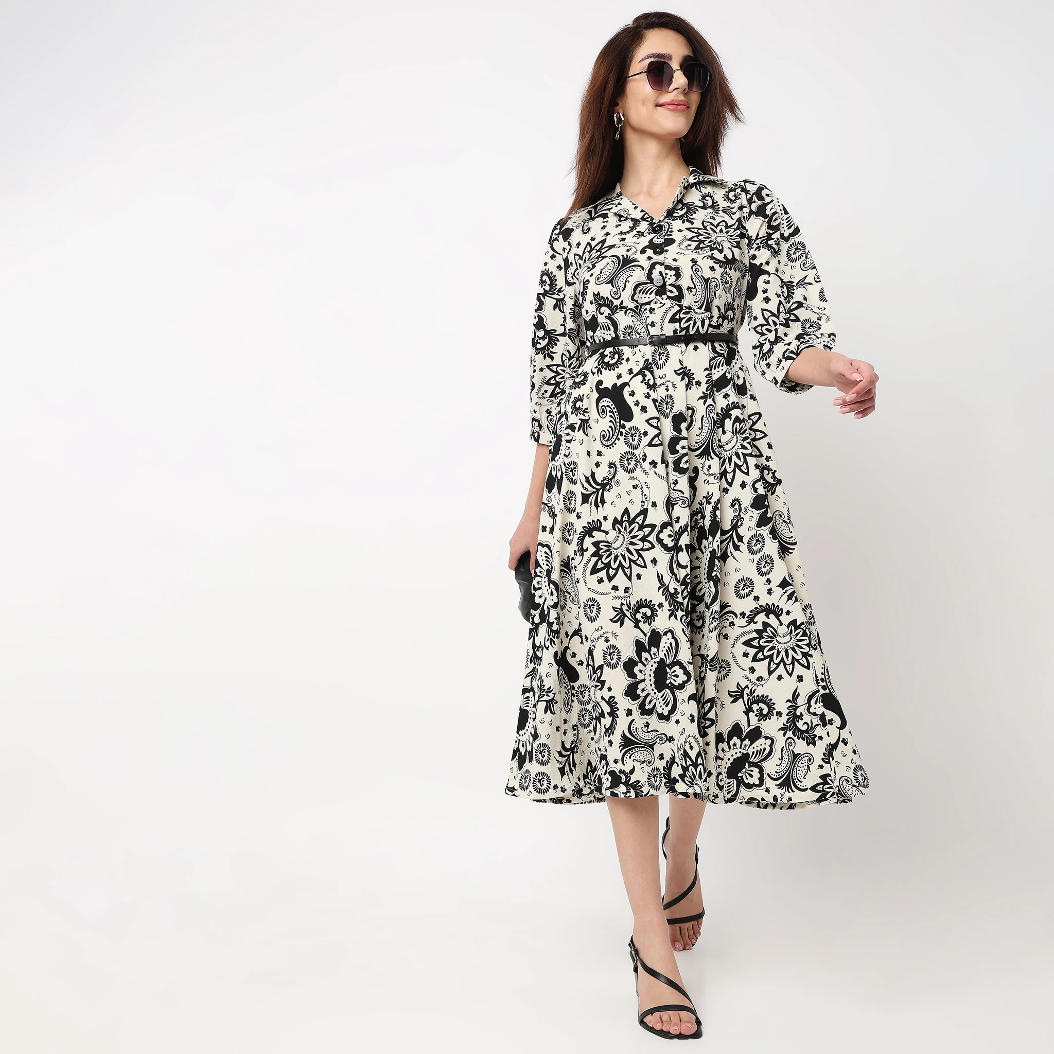 Lapel Collar Shirt Dress