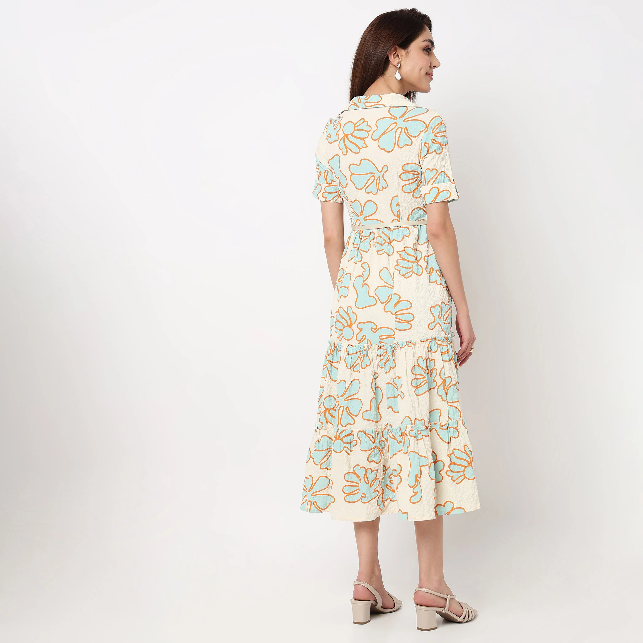 Lapel Collar Tiered Dress - Image 3