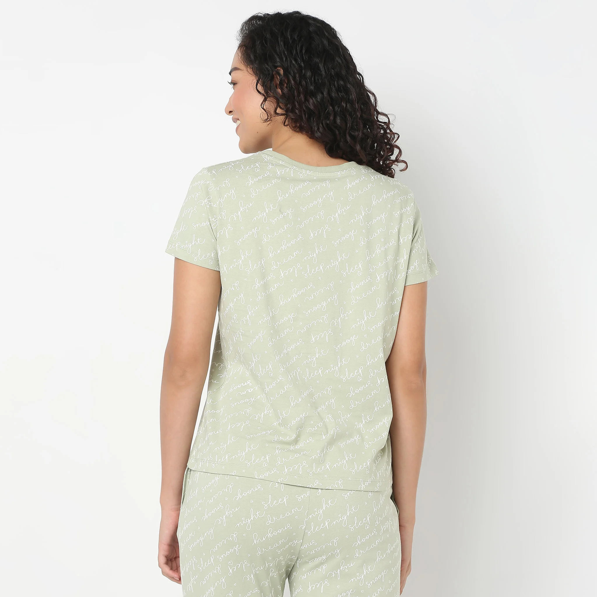 Loungewear Text Print T-Shirt - Image 3