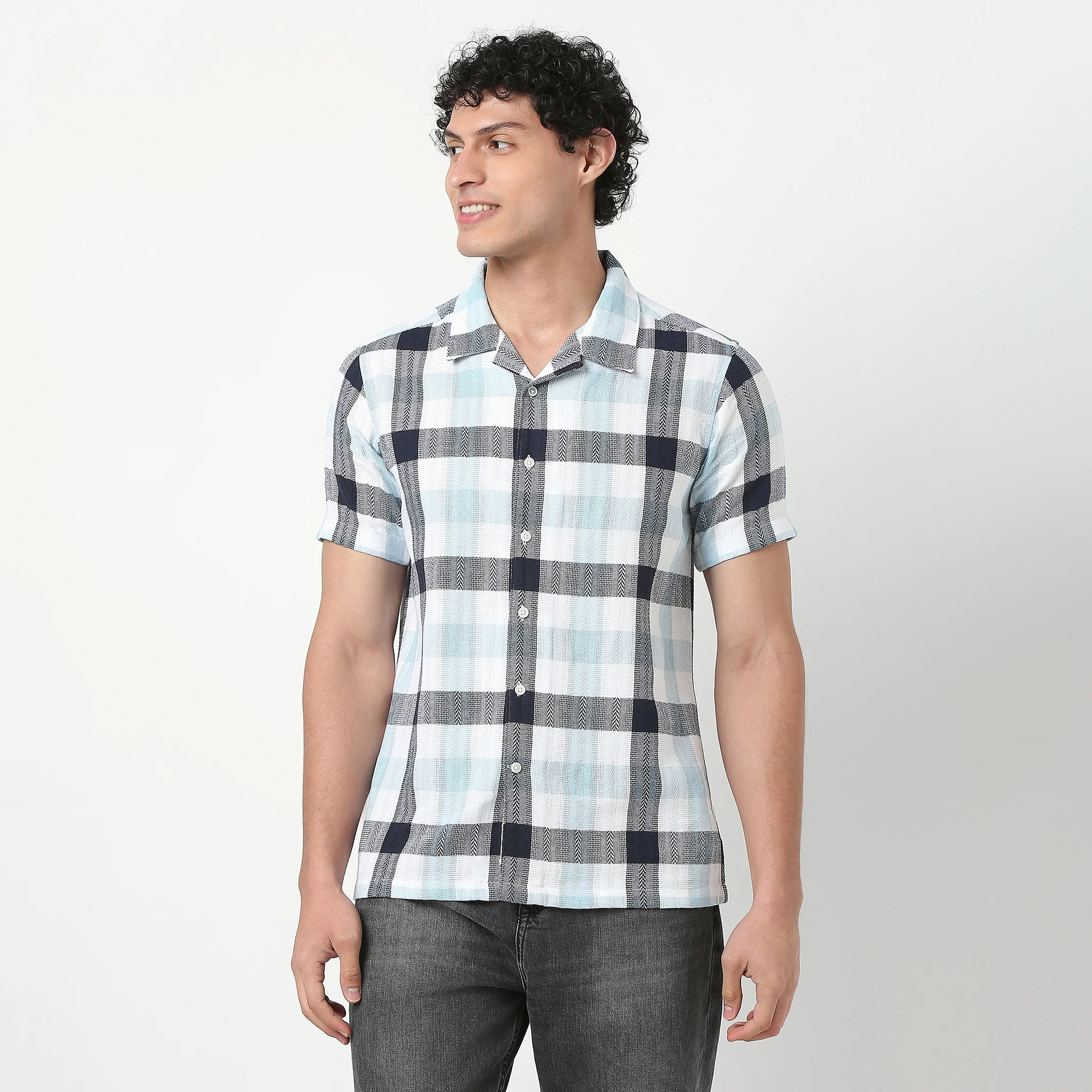 Mens Checkered Cuban Shirt - Image 2