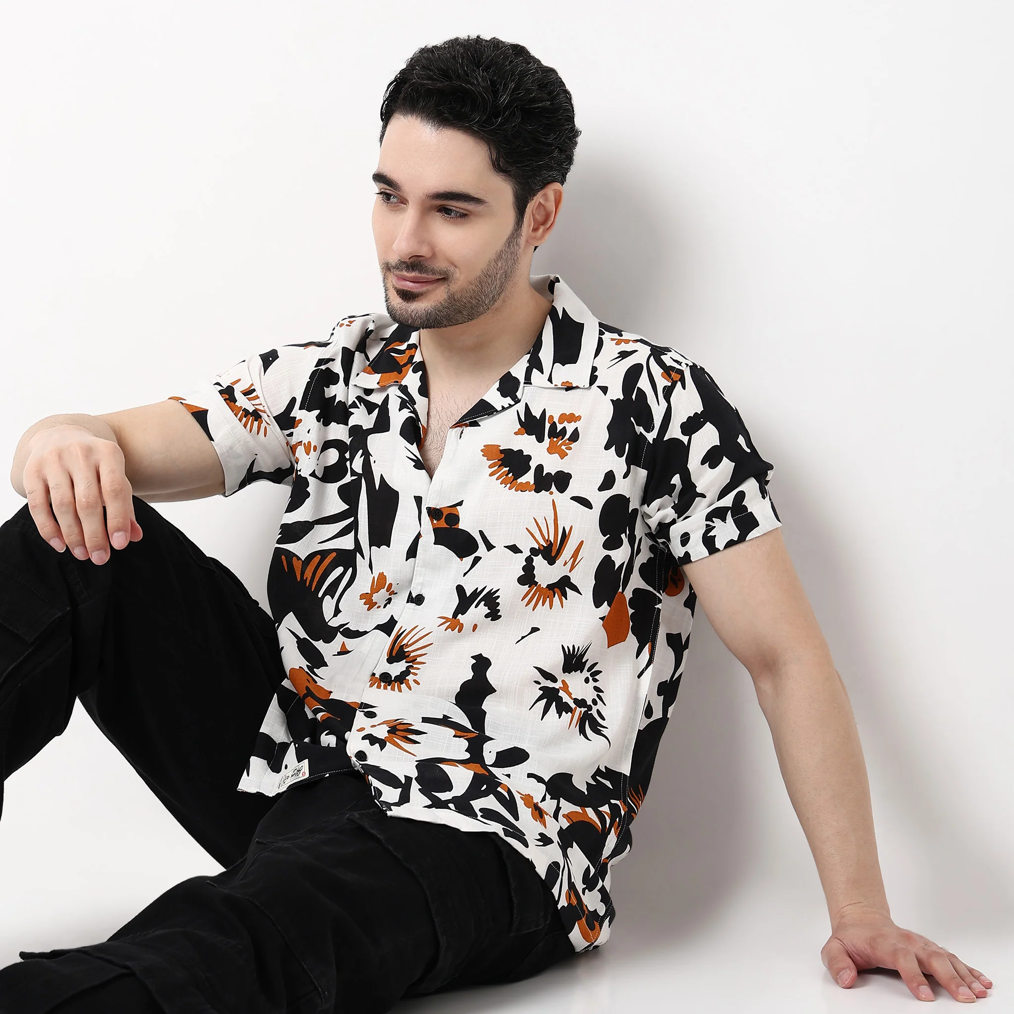 Mens Textured Cuban Shirt