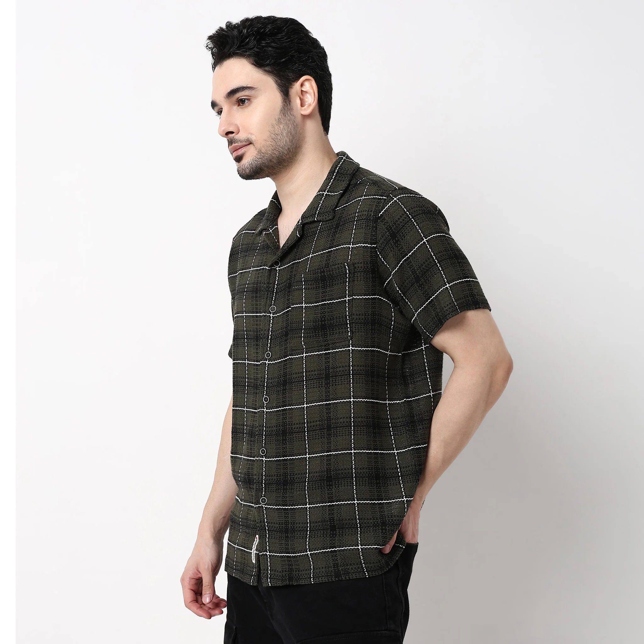 Mens Yarn Dyed Cuban Shirt - Image 5
