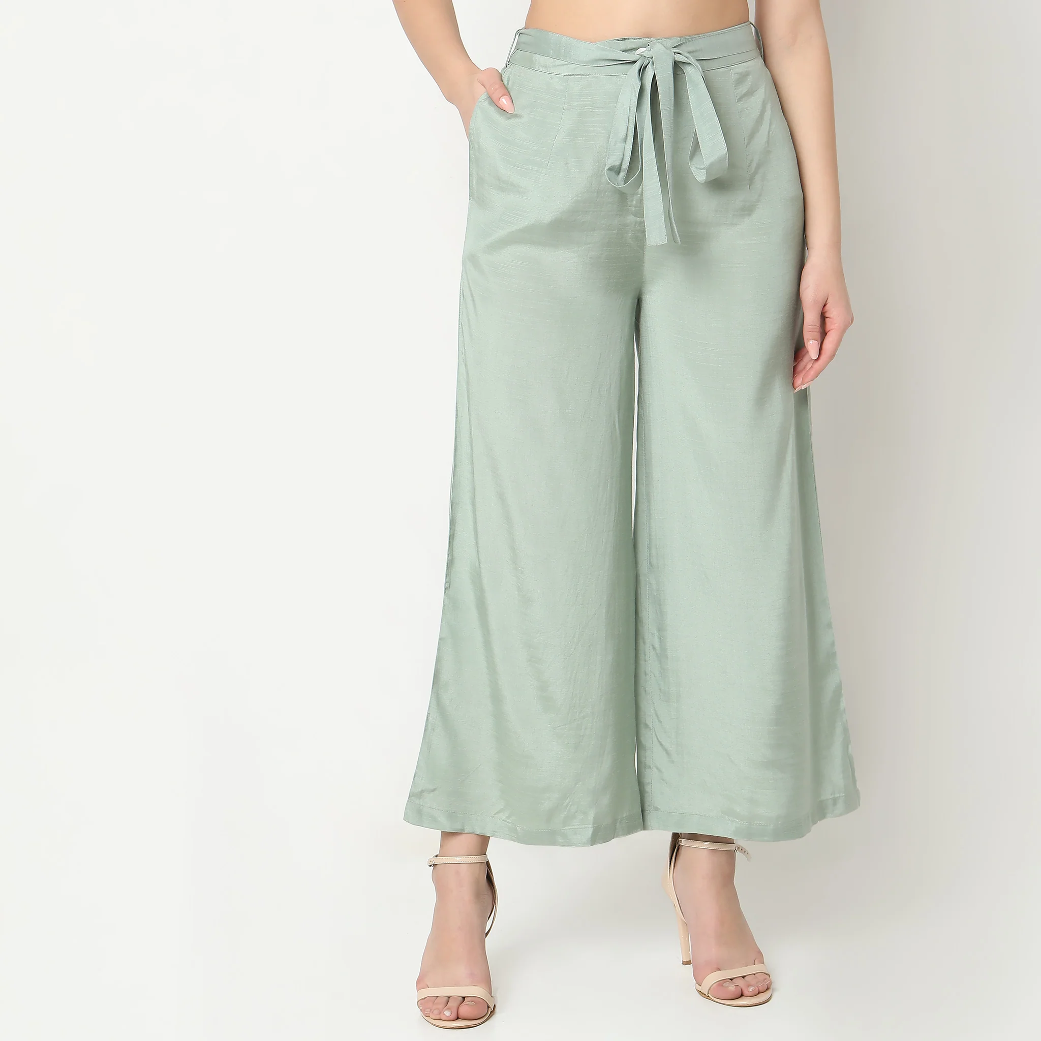 Mid Flare Solid High Rise Culottes - Image 2