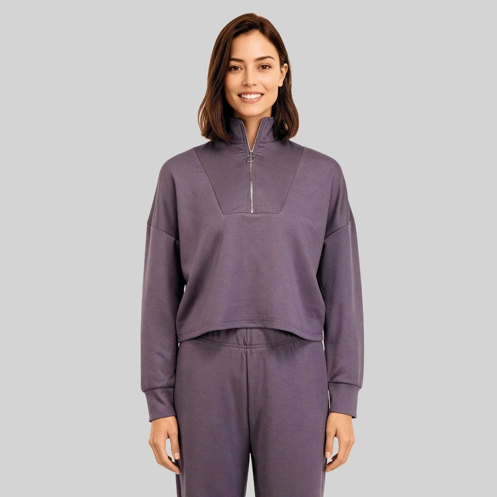 Mock Turtle Neck Sweat Tee - Image 2