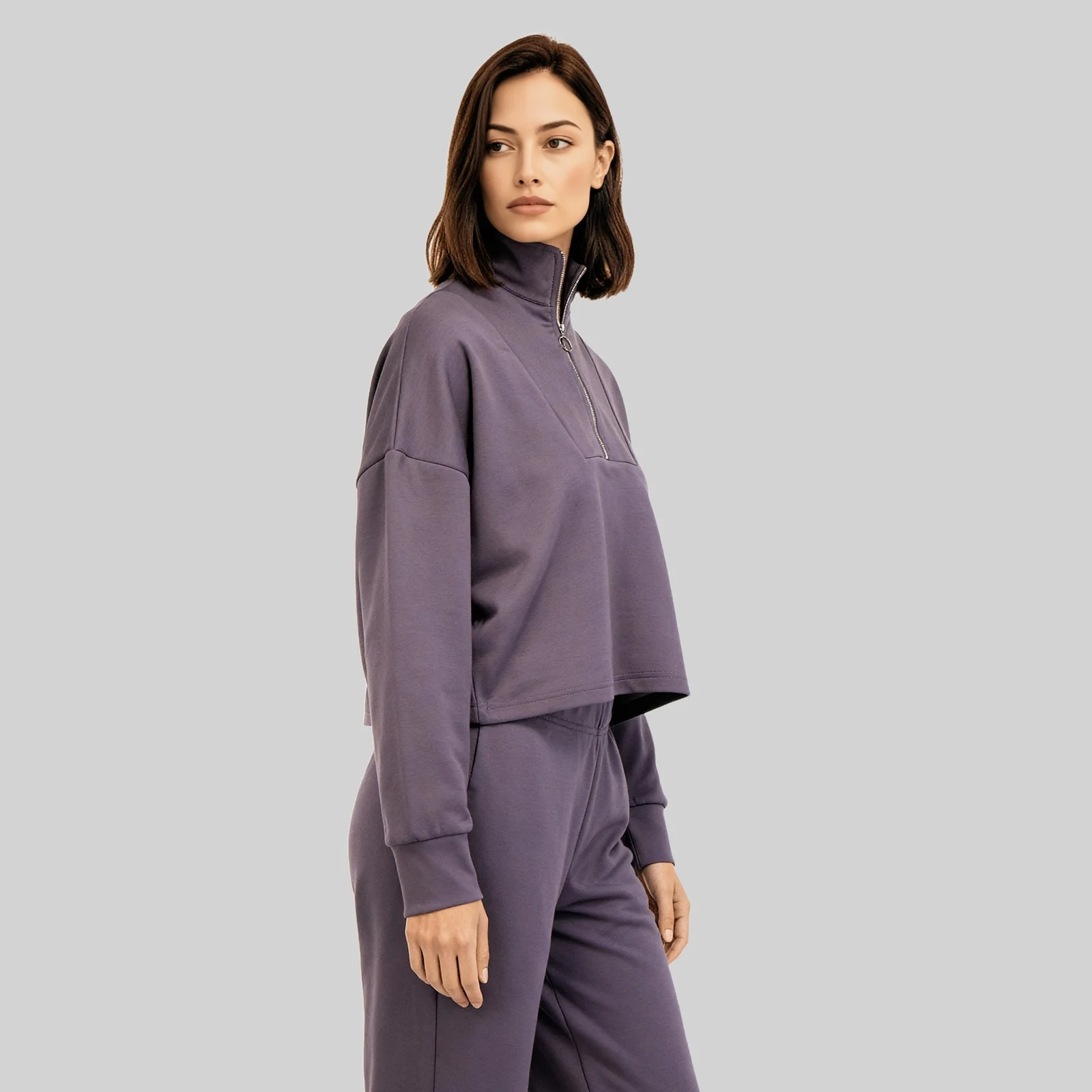 Mock Turtle Neck Sweat Tee - Image 5