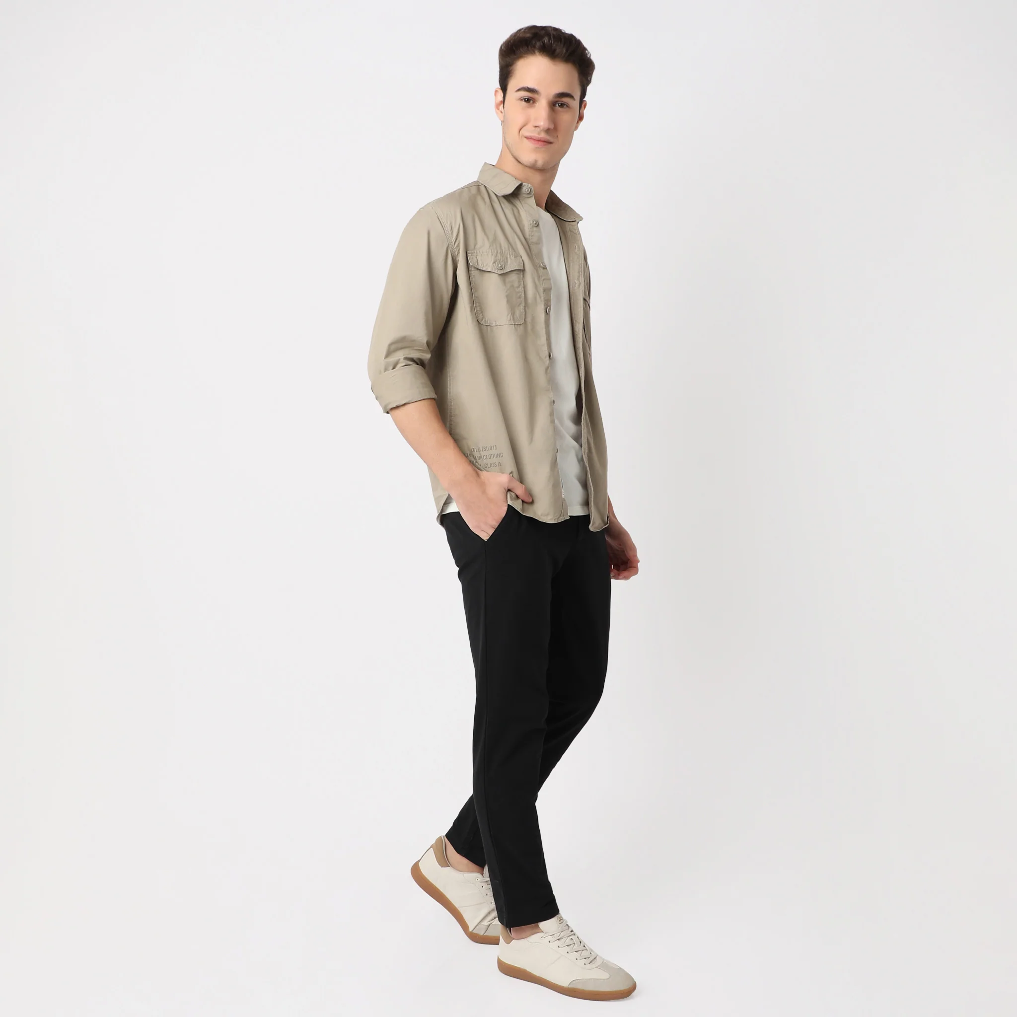 Modern Explorerᵉˣ Twin Pocket Slim Fit 100% Cotton Solid Shirt - Image 11