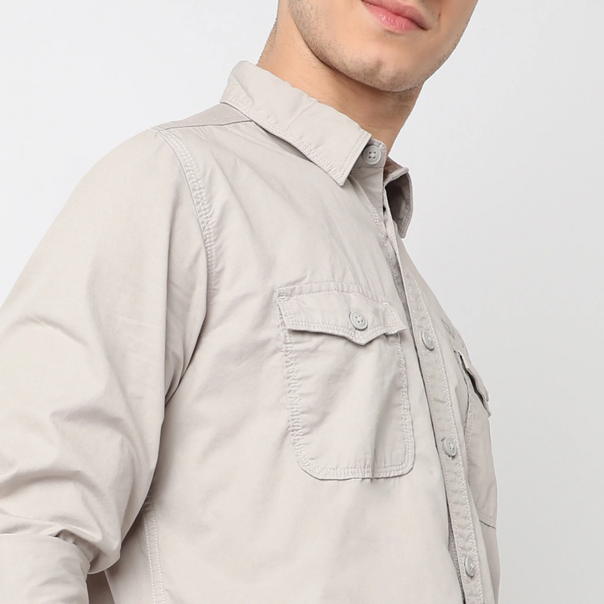 Modern Explorerᵉˣ Twin Pocket Slim Fit 100% Cotton Solid Shirt - Image 19