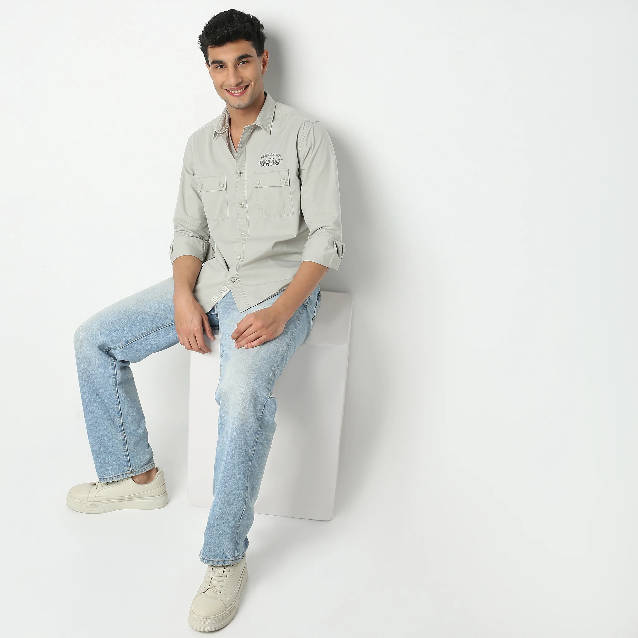 Modern Explorerᵉˣ Twin Pocket Slim Fit 100% Cotton Solid Shirt - Image 23
