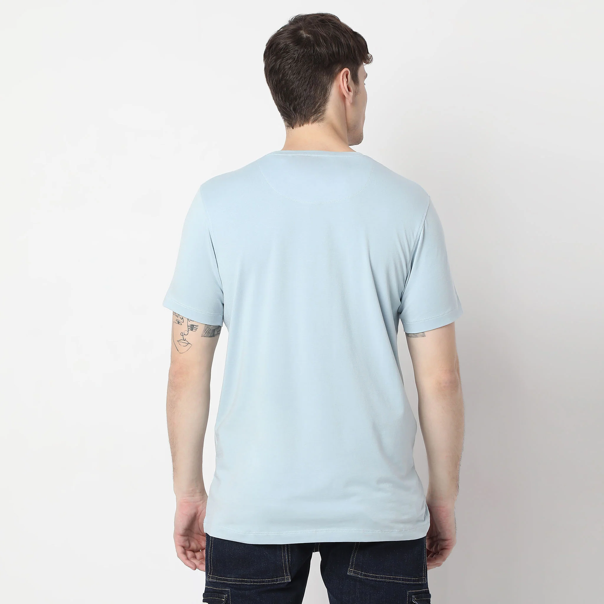 All Day Snugᵉˣ Luxury Micro Modal Blend With Cotton E-fast® Stretch Modern Lounge Crew Neck Half Sleeve T-Shirt - Image 13
