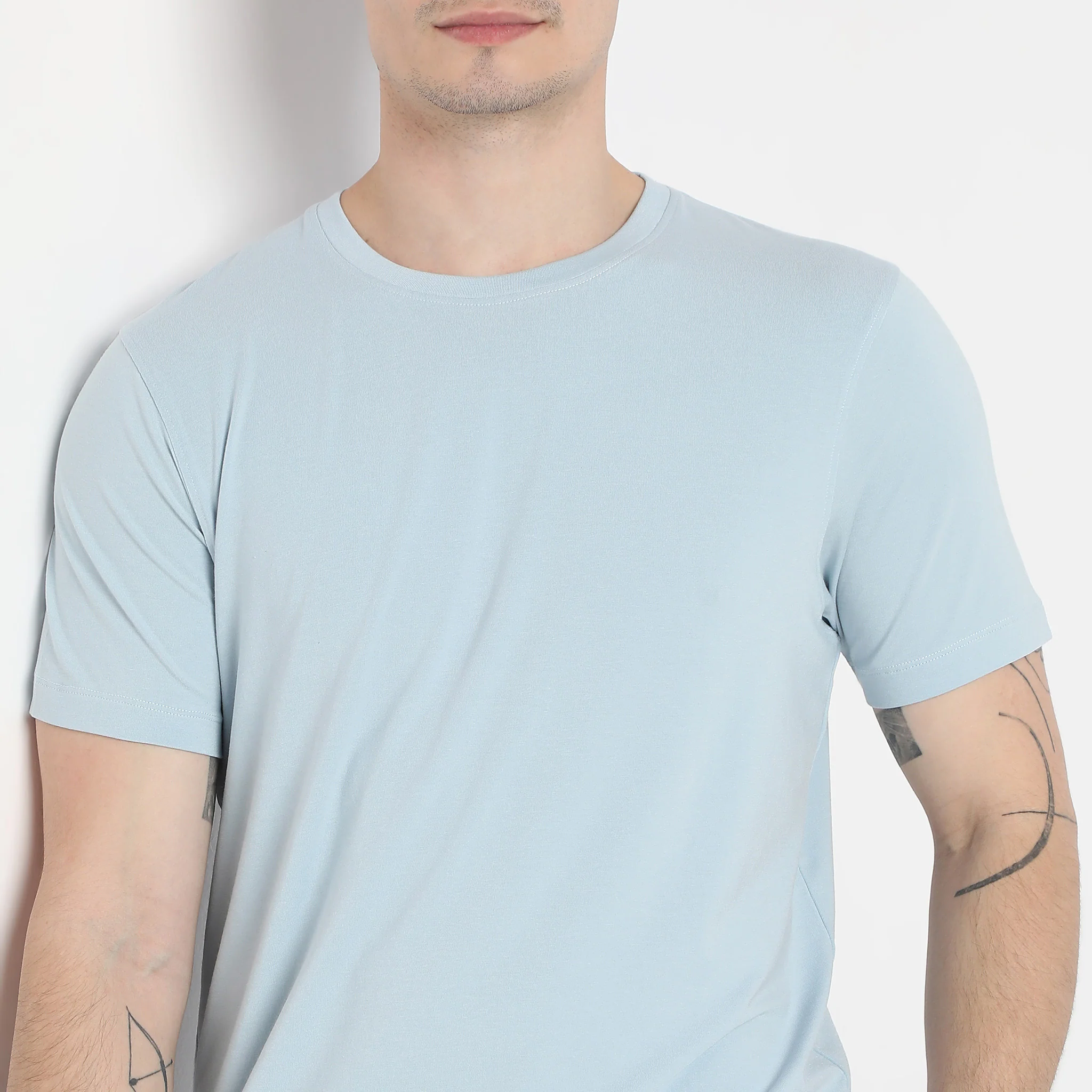 All Day Snugᵉˣ Luxury Micro Modal Blend With Cotton E-fast® Stretch Modern Lounge Crew Neck Half Sleeve T-Shirt - Image 15