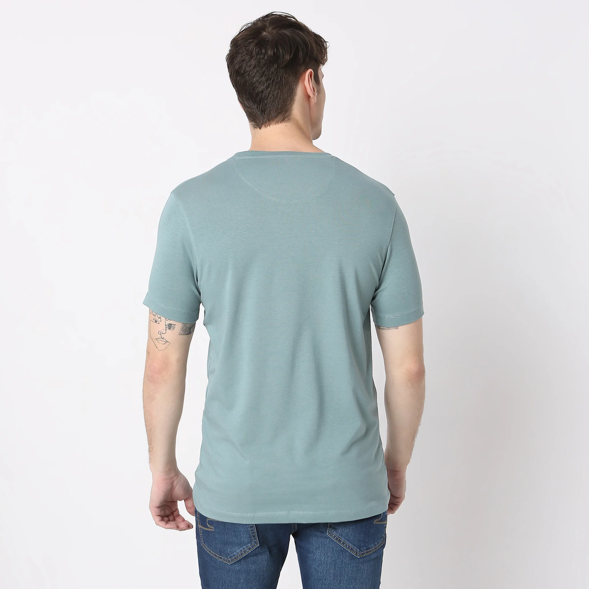 All Day Snugᵉˣ Luxury Micro Modal Blend With Cotton E-fast® Stretch Modern Lounge Crew Neck Half Sleeve T-Shirt - Image 18