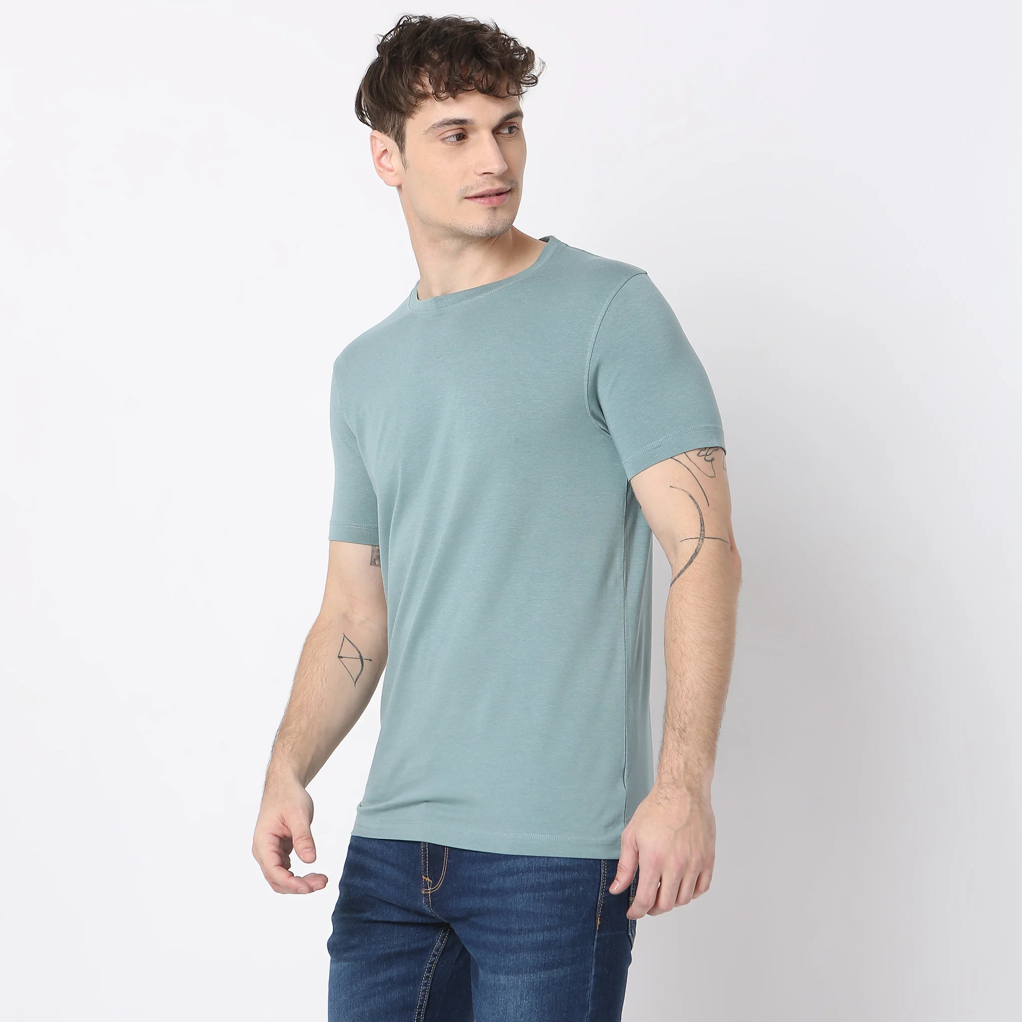All Day Snugᵉˣ Luxury Micro Modal Blend With Cotton E-fast® Stretch Modern Lounge Crew Neck Half Sleeve T-Shirt - Image 19