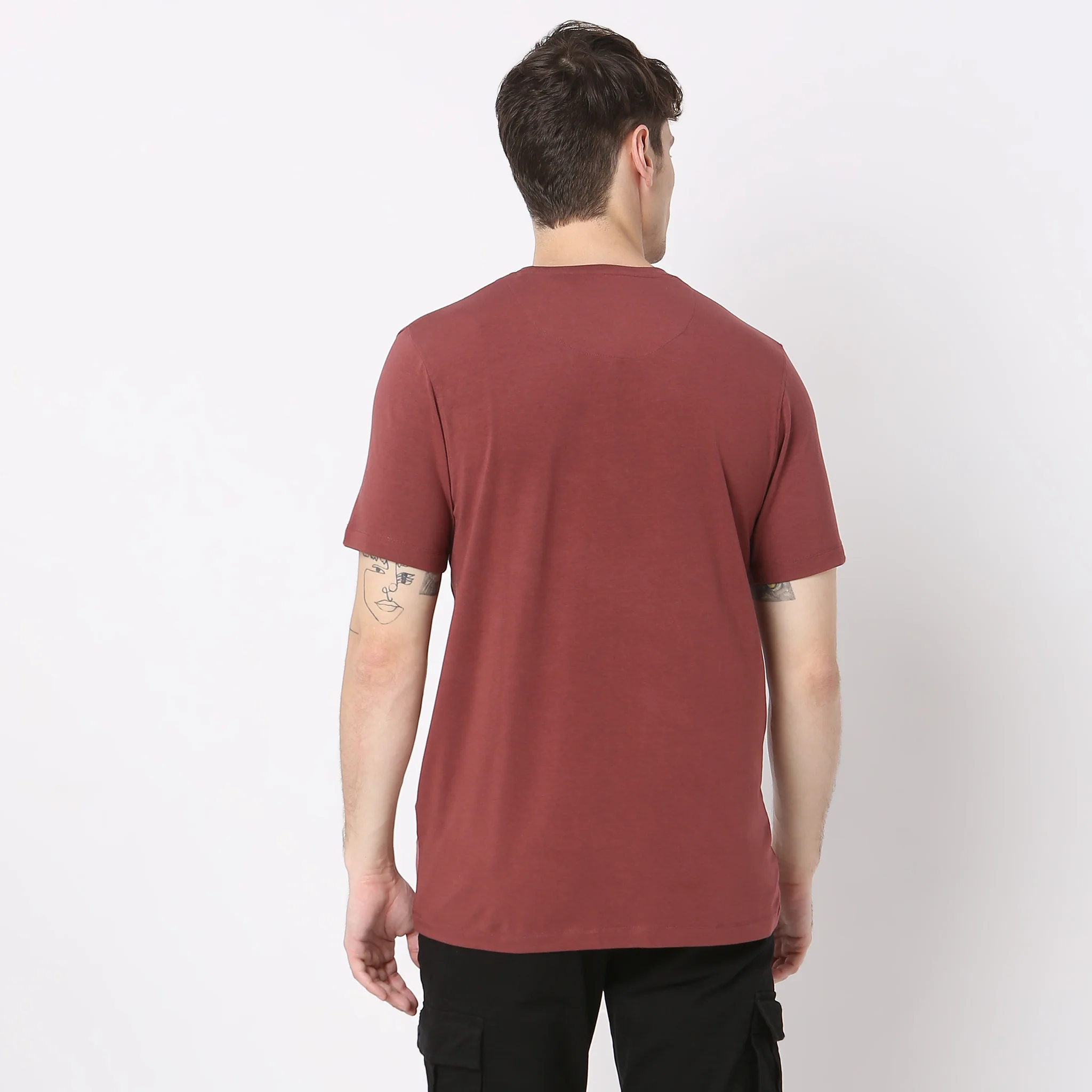 All Day Snugᵉˣ Luxury Micro Modal Blend With Cotton E-fast® Stretch Modern Lounge Crew Neck Half Sleeve T-Shirt - Image 8