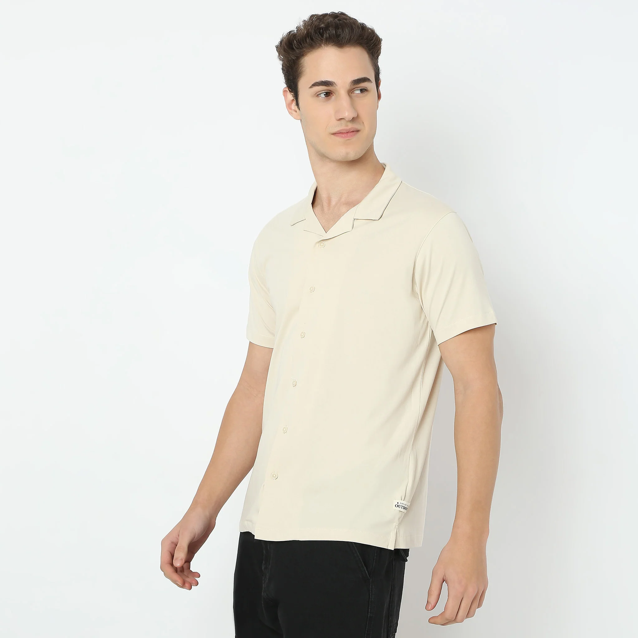 Baeᵉˣ Shirt Cotton Rich Knitted Half Sleeve Camp Collar - Image 10