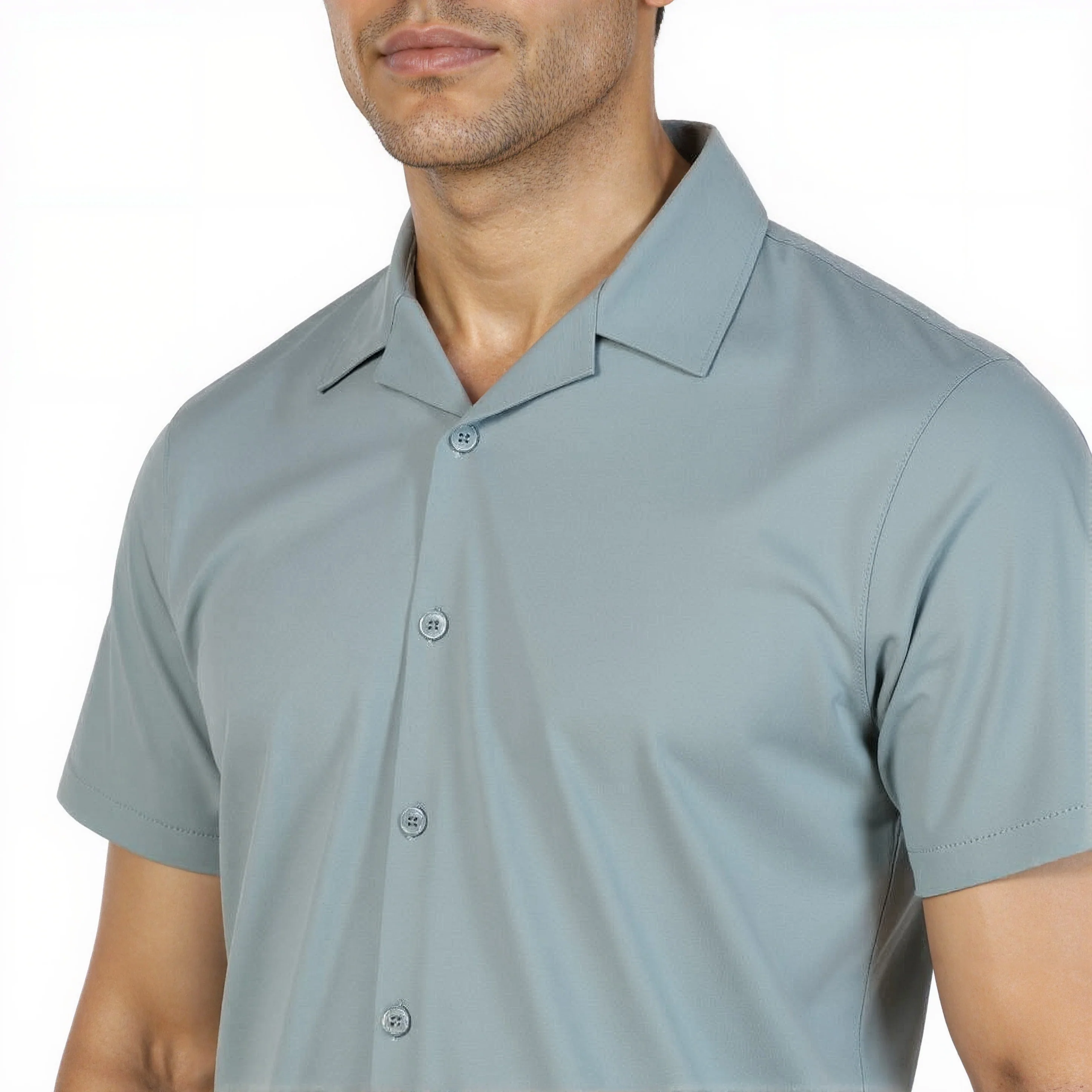 Baeᵉˣ Shirt Cotton Rich Knitted Half Sleeve Camp Collar - Image 24