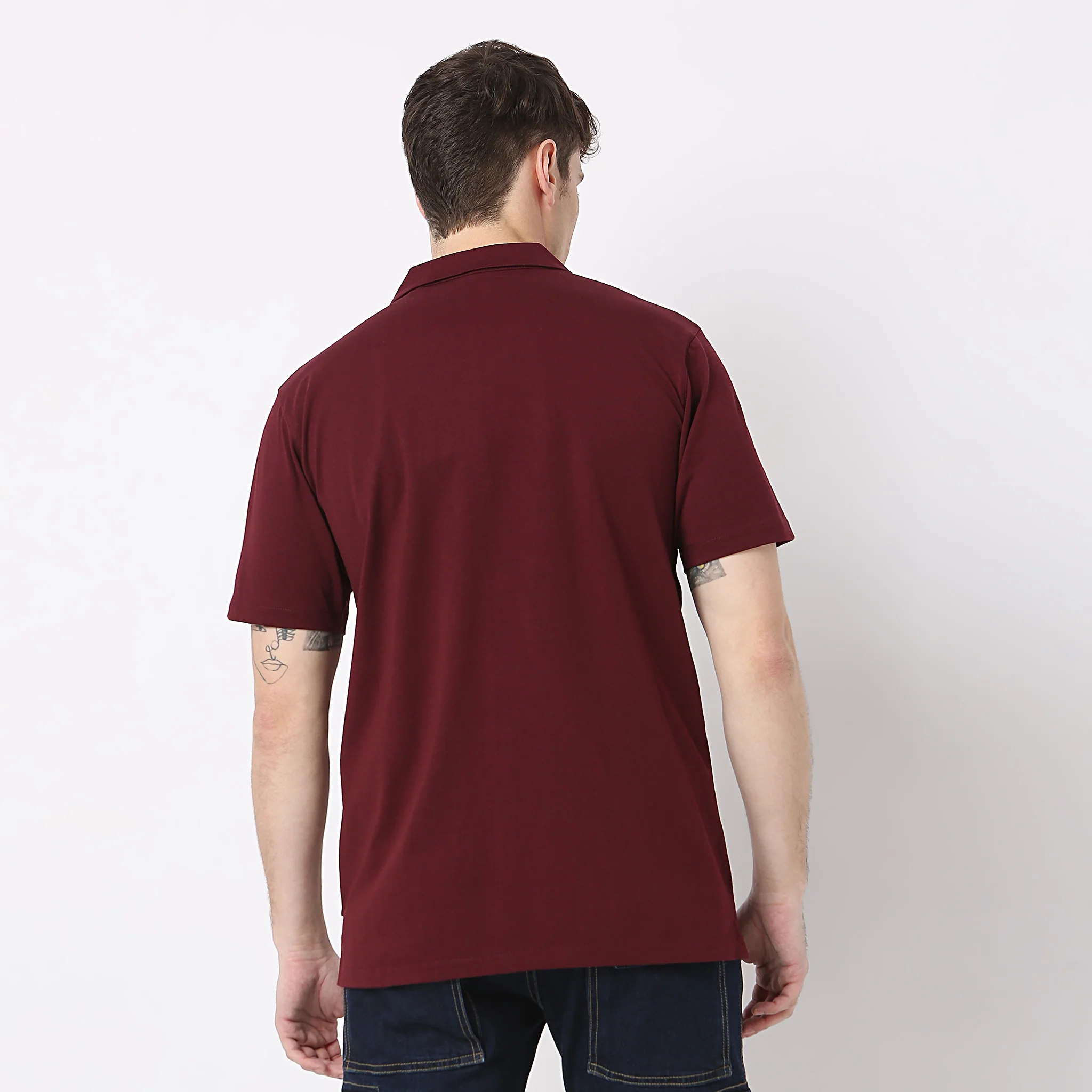 Baeᵉˣ Shirt Cotton Rich Knitted Half Sleeve Camp Collar - Image 3