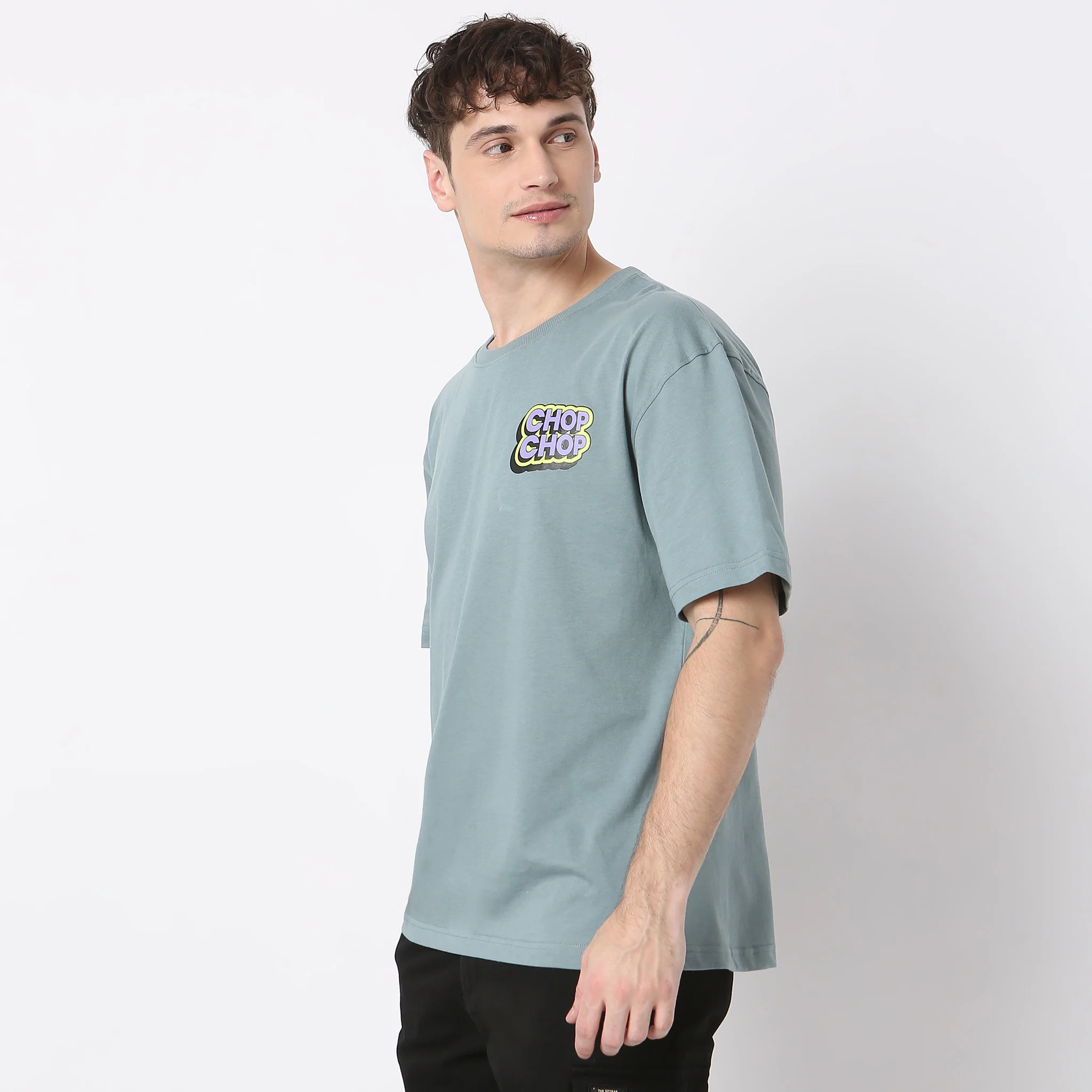 Oversize Graphic Crew Neck Slogan T-Shirt - Image 4