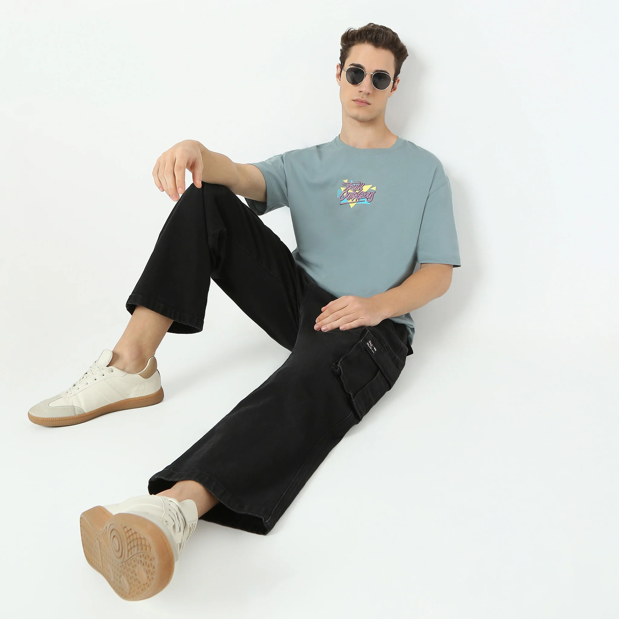Oversize Graphic Crew Neck Slogan T-Shirt