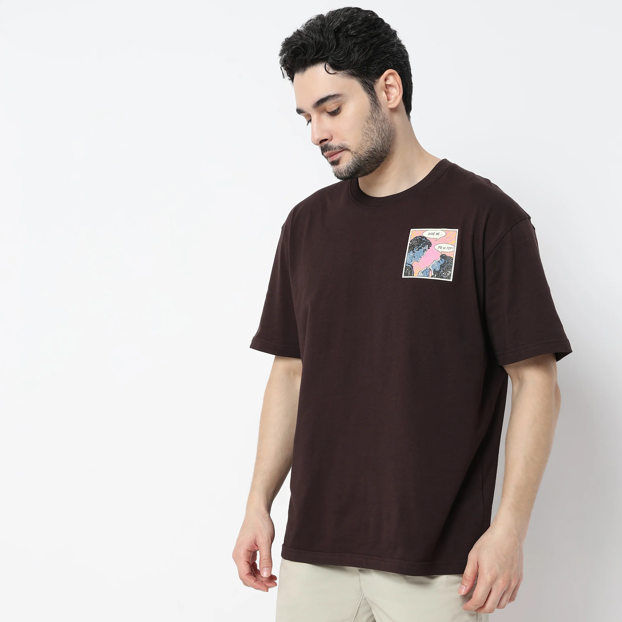 Oversize Graphic Crew Neck Slogan T-Shirt - Image 4