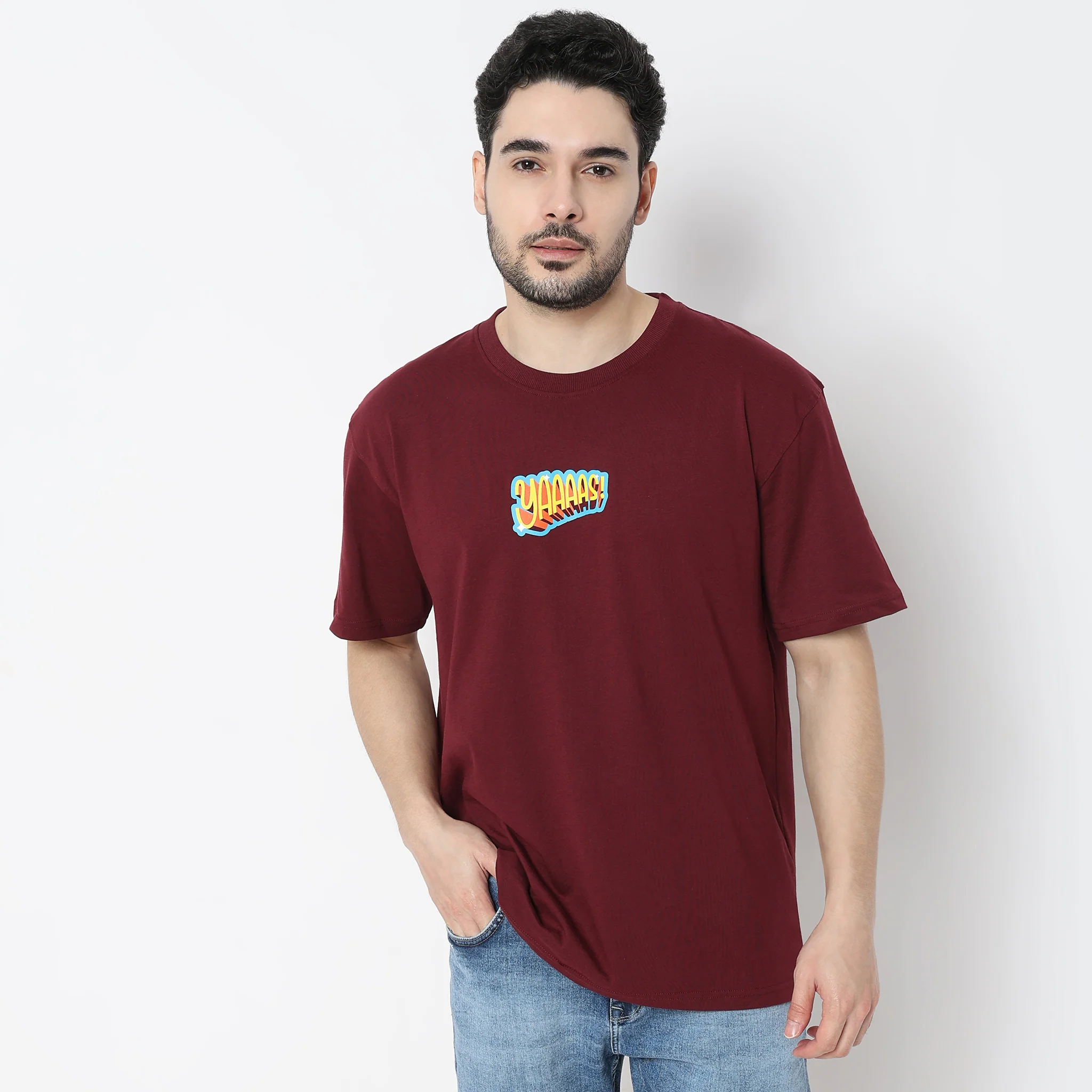 Oversize Graphic Crew Neck Slogan T-Shirt - Image 2