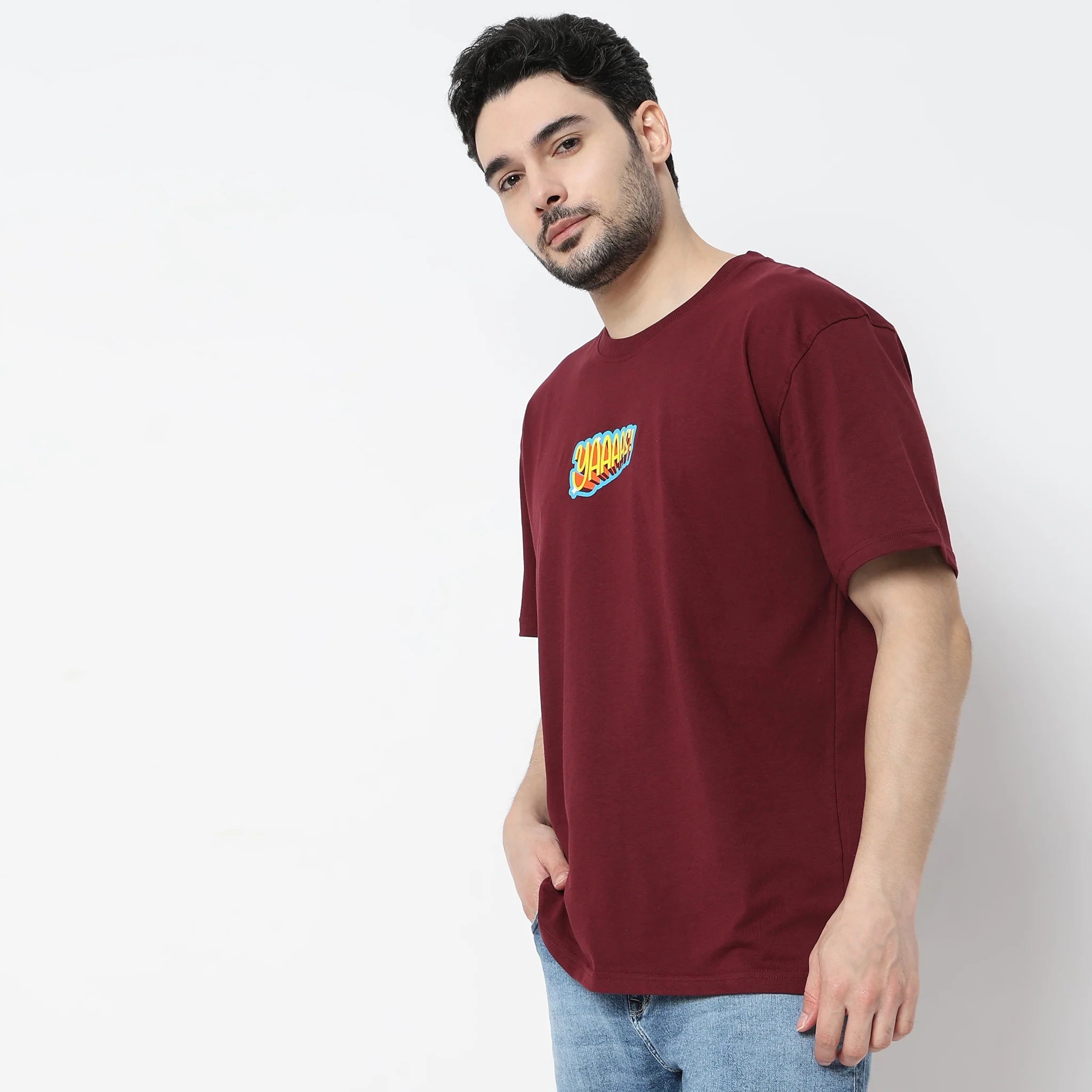 Oversize Graphic Crew Neck Slogan T-Shirt - Image 4