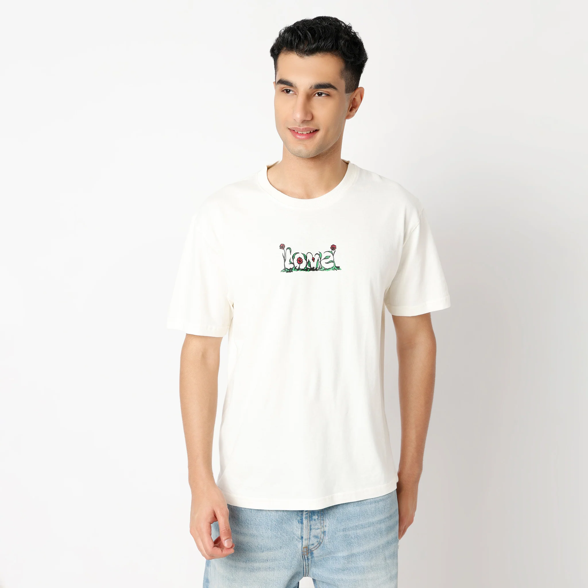 Oversize Graphic Crew Neck Slogan T-Shirt - Image 2