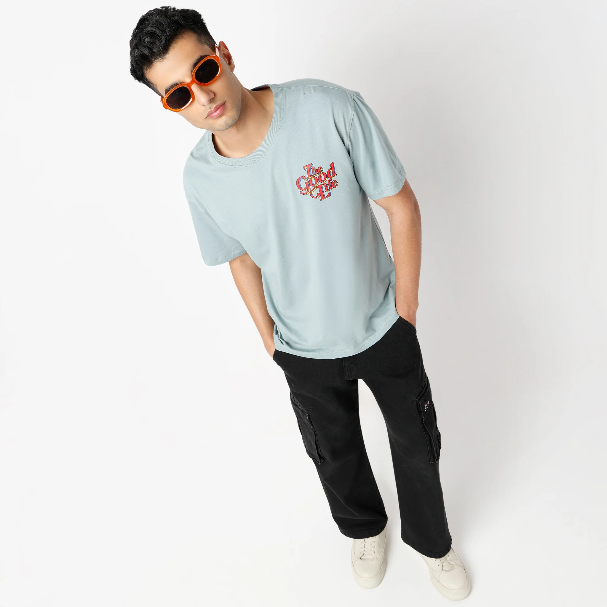 Oversize Graphic Crew Neck Slogan T-Shirt