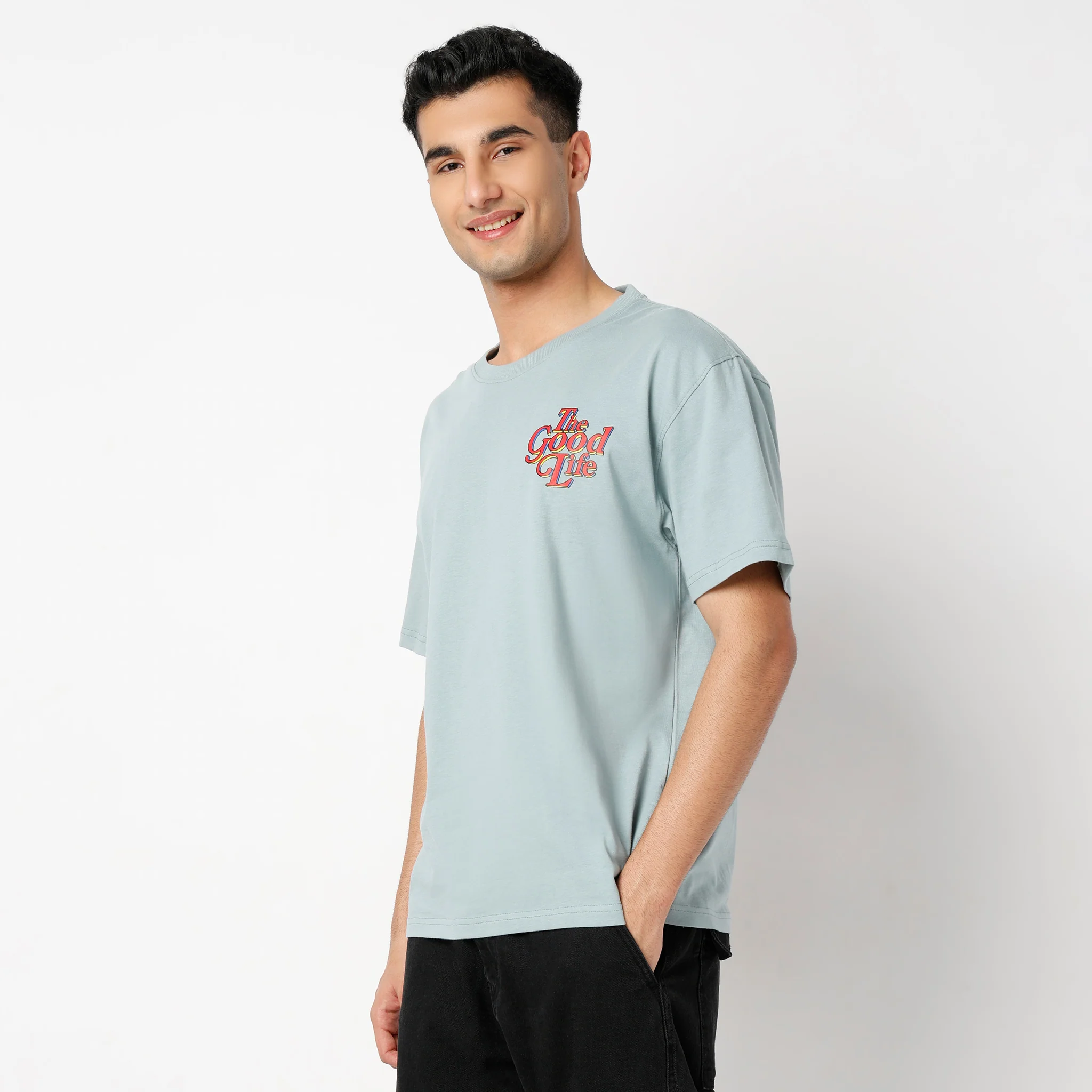 Oversize Graphic Crew Neck Slogan T-Shirt - Image 4