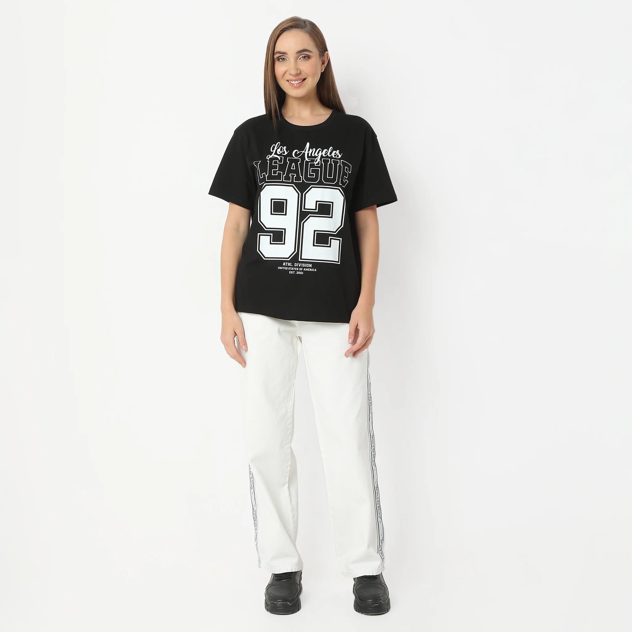 Oversize Printed Round Neck Short Sleeve T-Shirt - Image 2