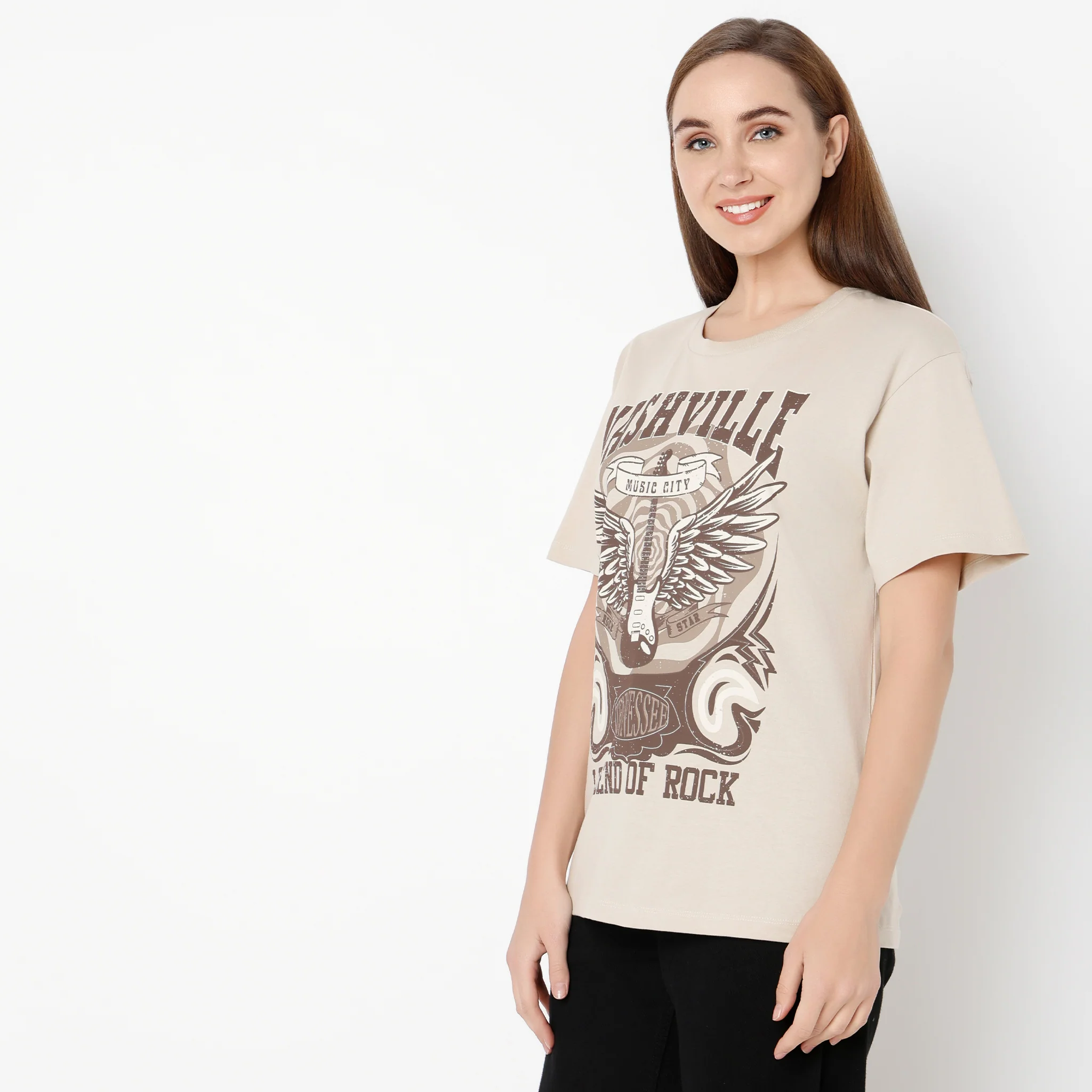 Oversized Round Neck Short Sleeve Printed T-Shirt - Image 5