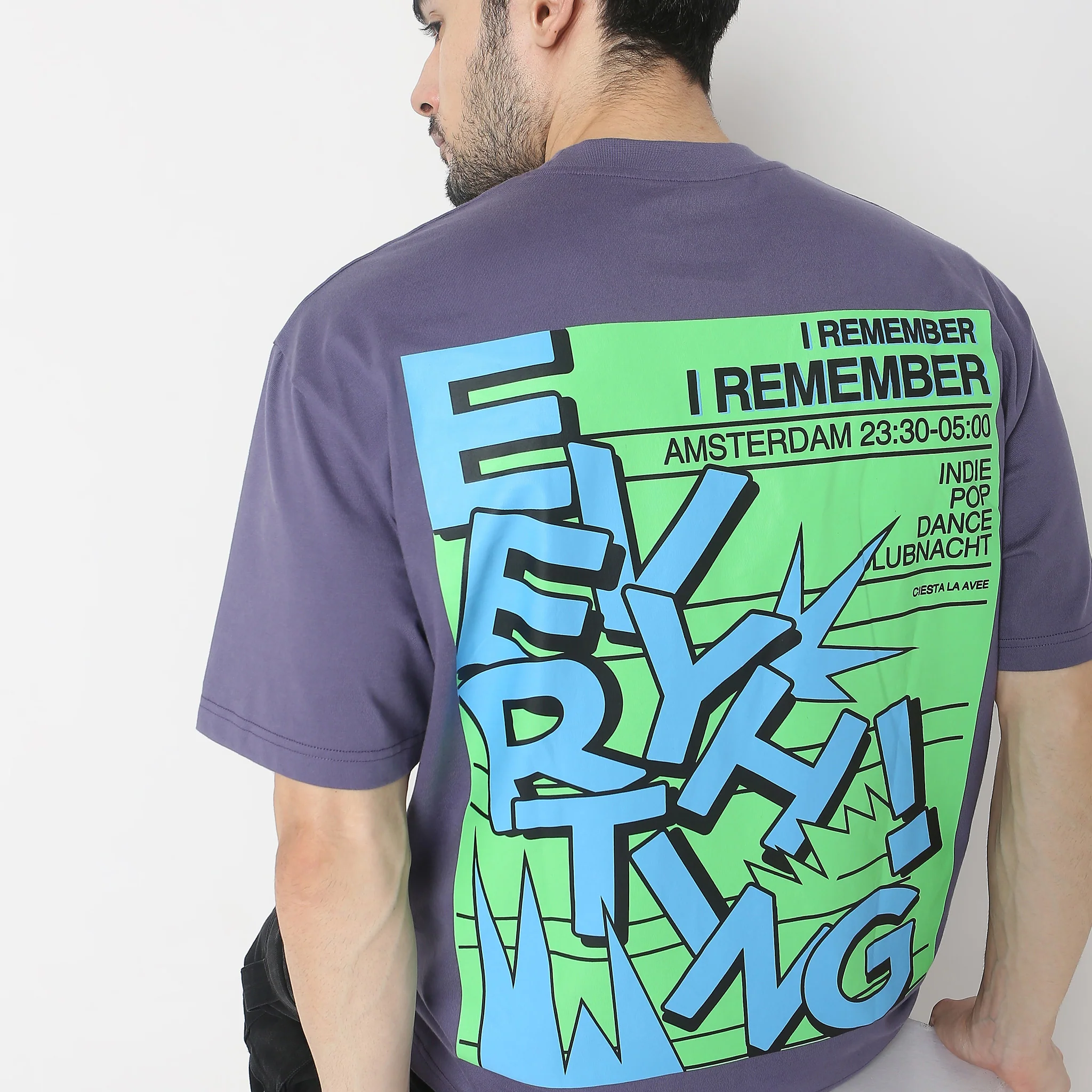 Trendy Oversize Graphic With Large Print At Back T-Shirt - Image 5