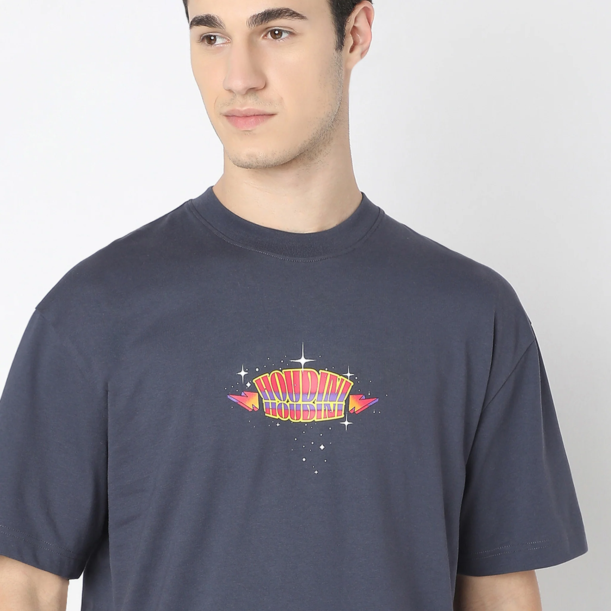 Oversize Graphic Crew Neck Karaoke Street Knit T-Shirt - Image 5
