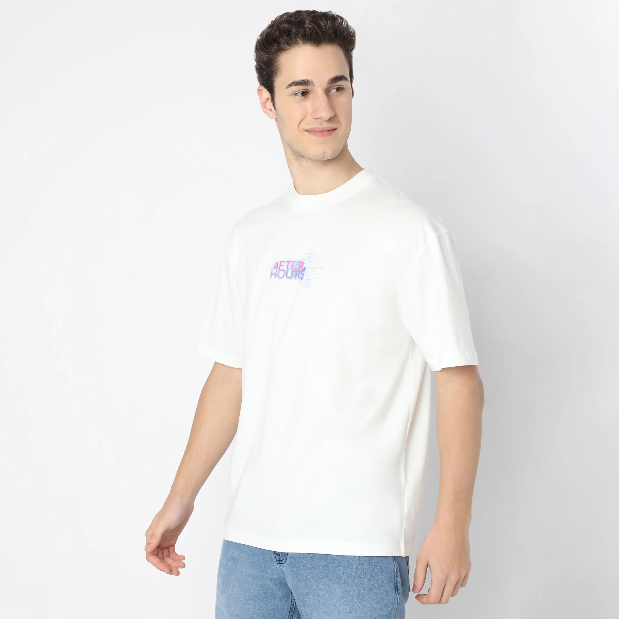 Oversize Graphic Crew Neck Karaoke Street Knit T-Shirt - Image 5