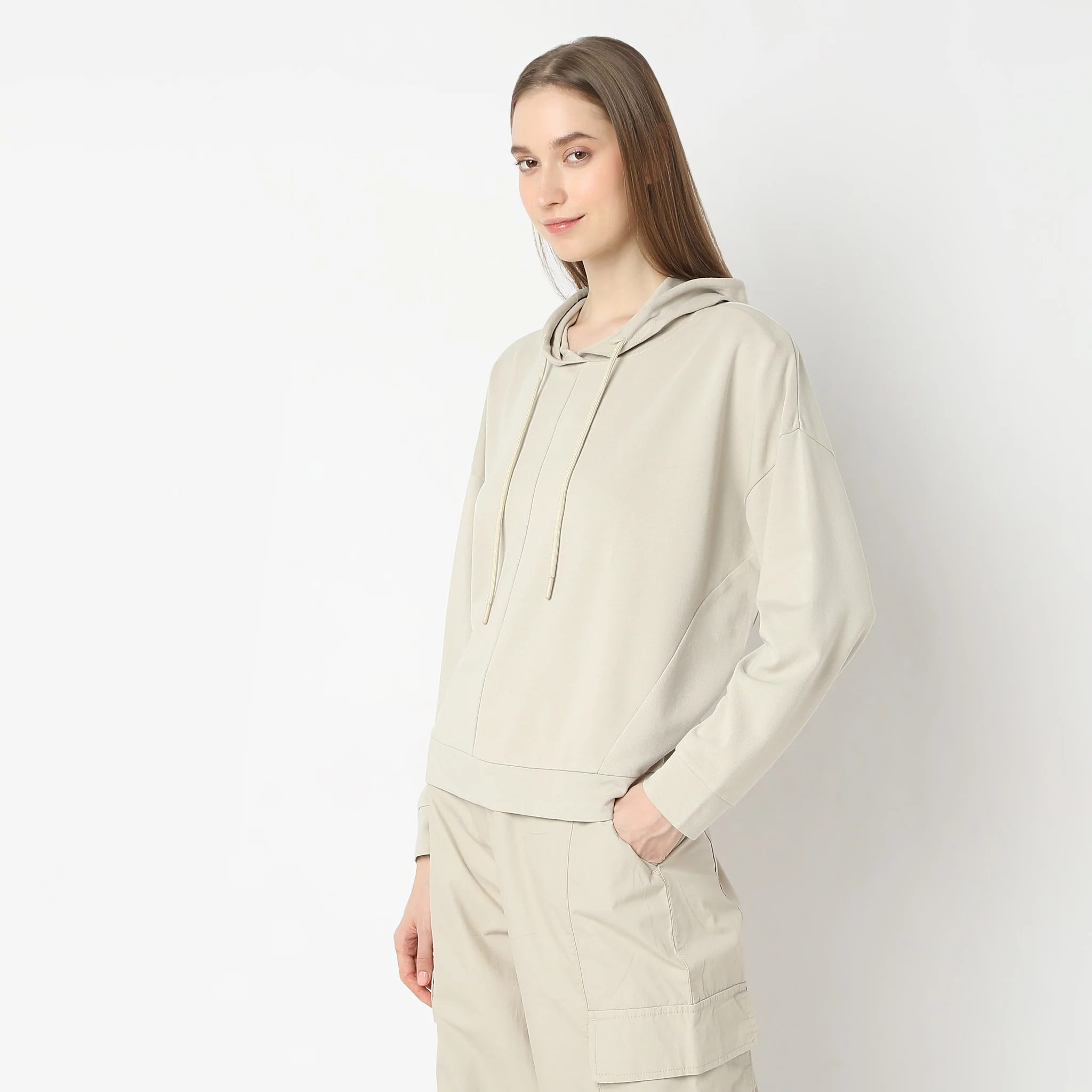 Oversize Casual Knit Smooth Sweat Tee - Image 5